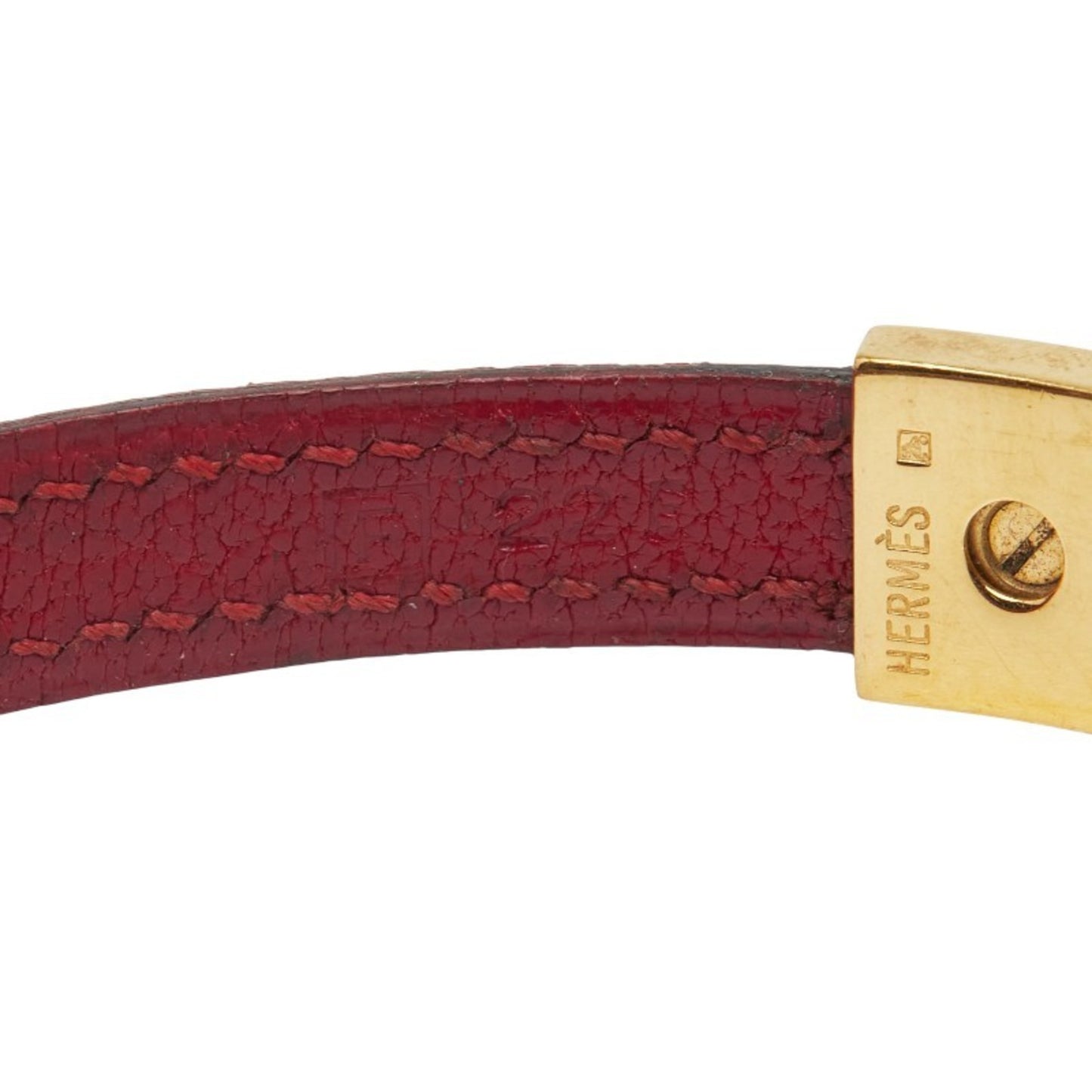 Hermes Puspus Bangle Red Leather Women's HERMES