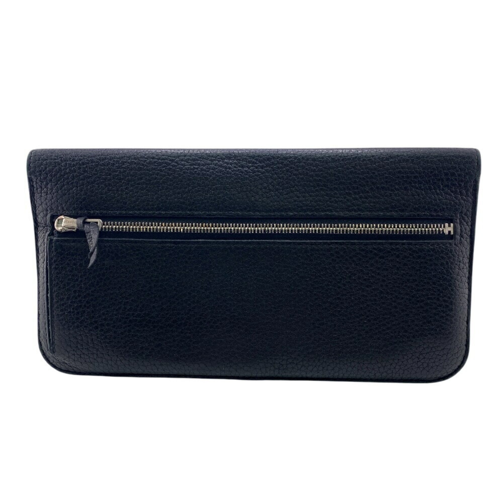 HERMES Dogon Long Wallet Black Men's