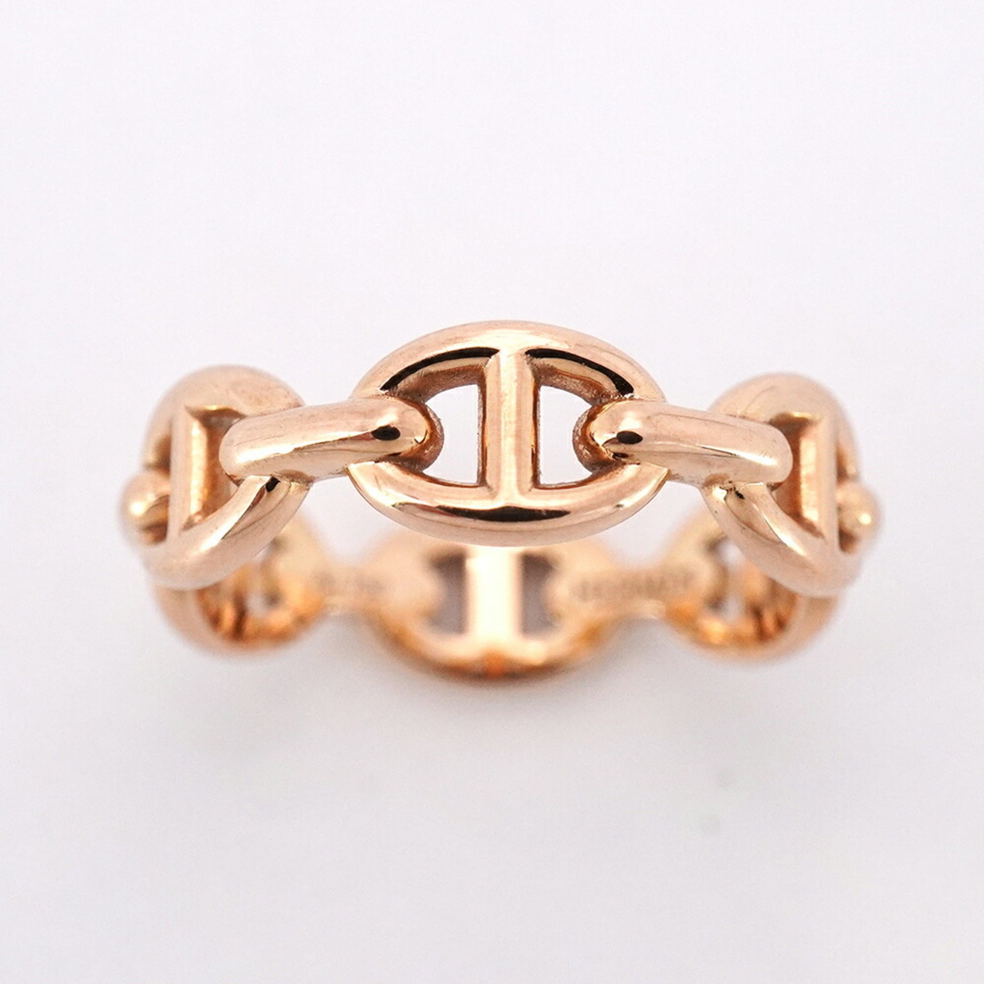 Hermes Hermès Enchaine Chaine d'Ancre Ring, 18KPG Pink Gold, #53, Women's