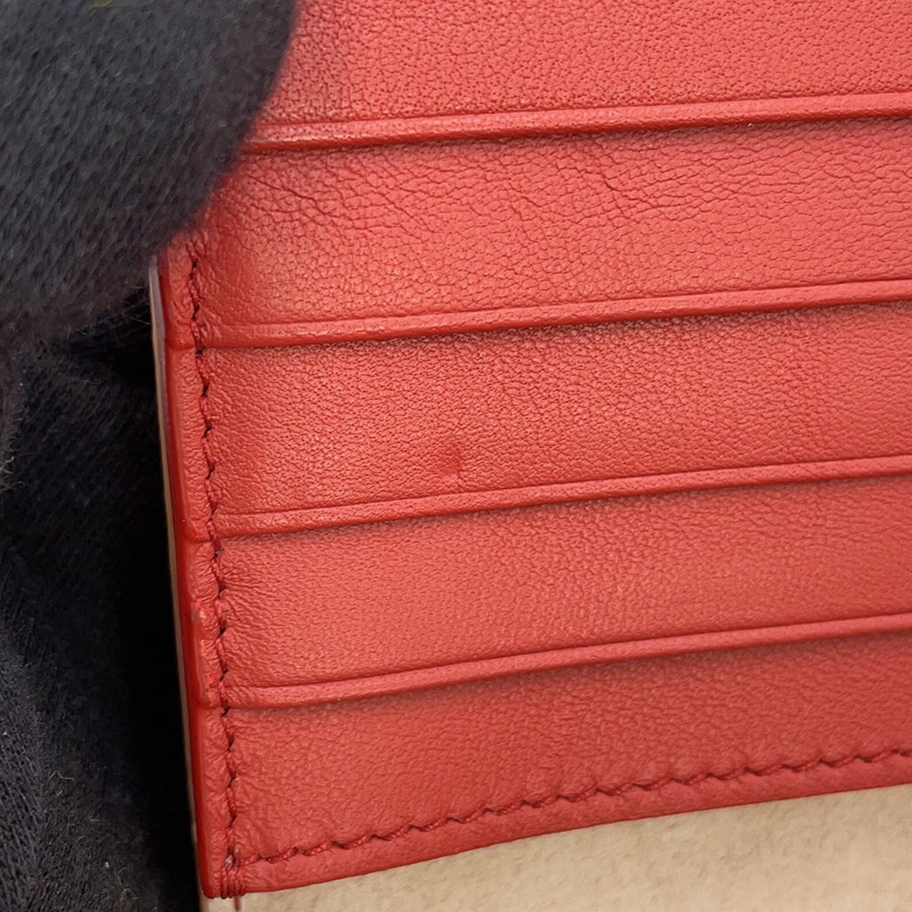 Celine long wallet with large strap, multi-function leather, 104873, bifold, two-tone.