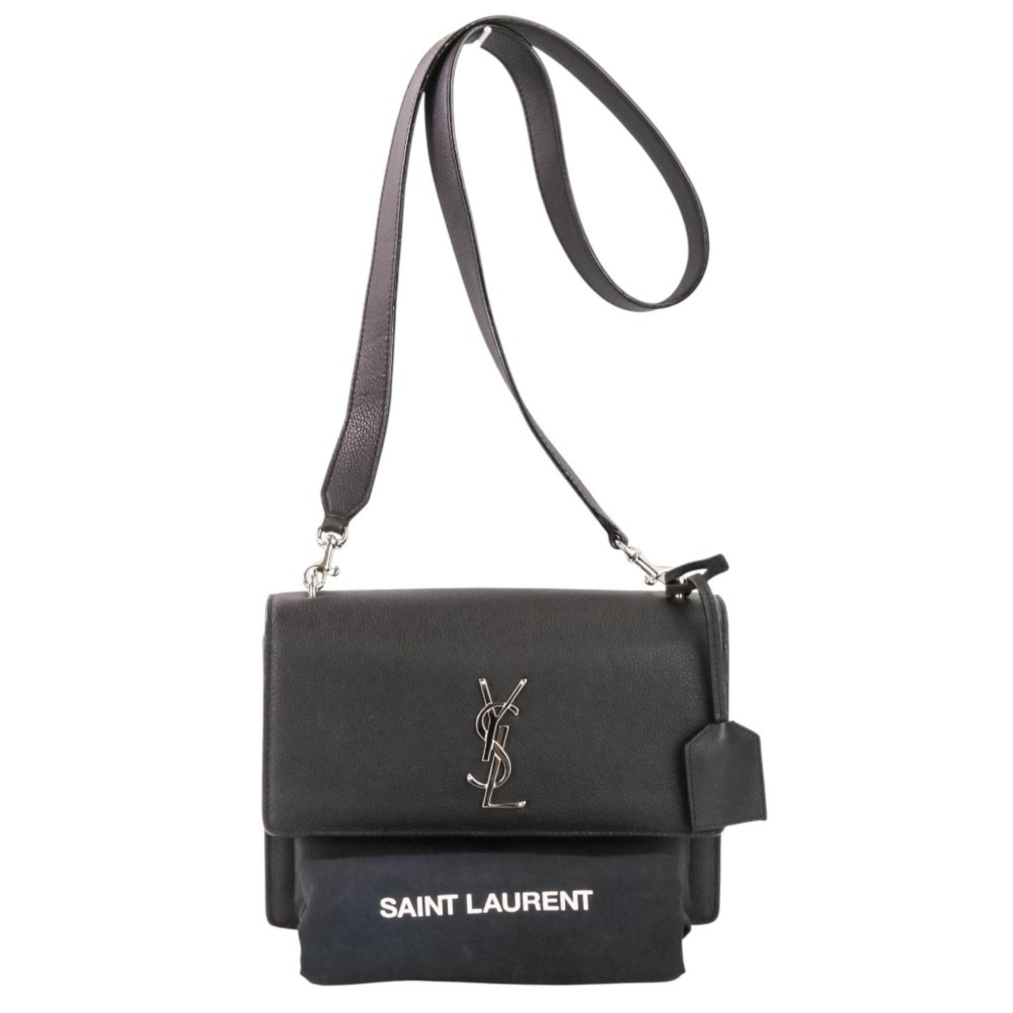 Yves Saint Laurent SAINT LAURENT PARIS Sunset Cassandra Flap Leather Shoulder Bag in Black for Women — Like New