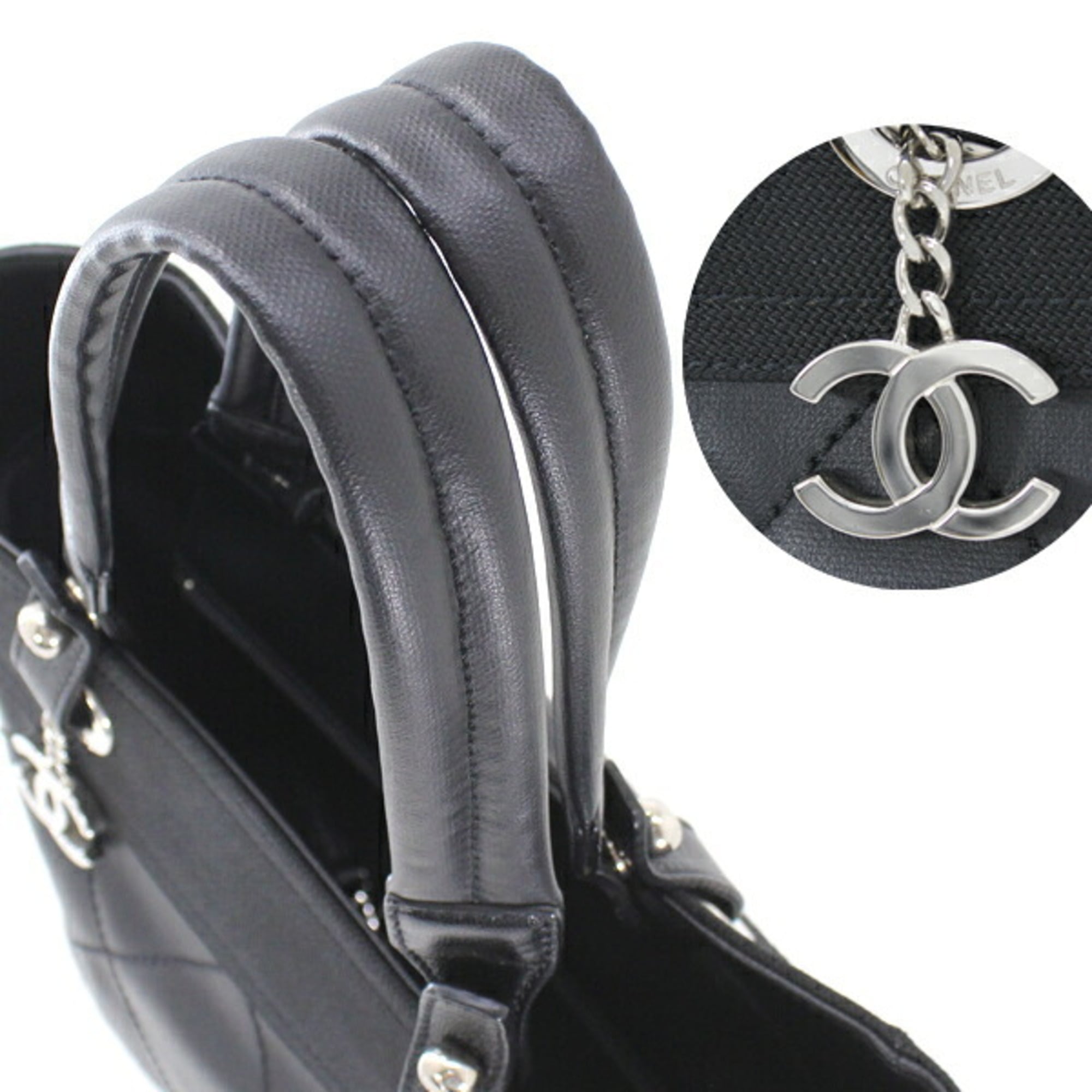 CHANEL Paris Biarritz Tote PM Black PVC Nylon Leather Bag Coco Mark A34208 T6222 — Like New