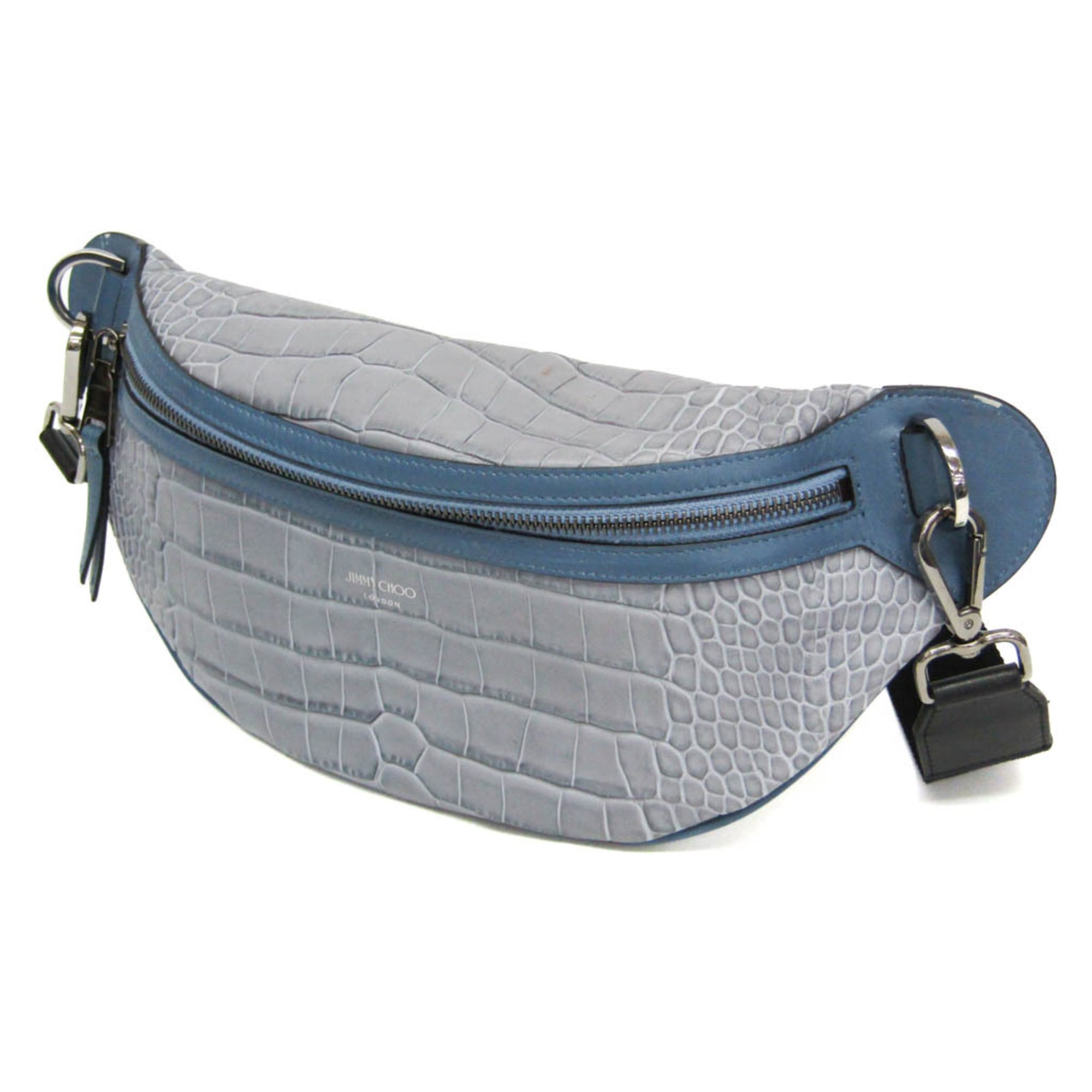Jimmy Choo Women's Leather Fanny Pack,Sling Bag Blue,Gray