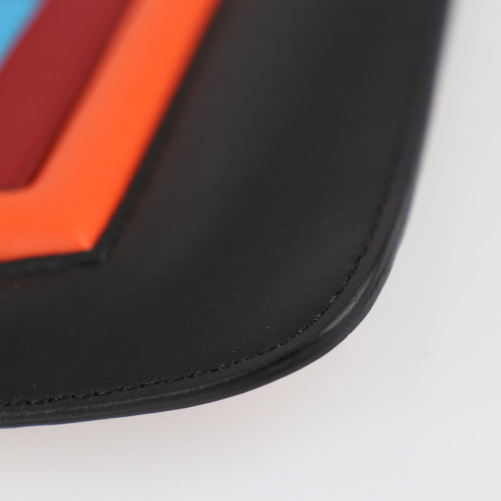 FENDI Pouch Second Bag 7N0078 Leather Black Multicolor Clutch LOVE