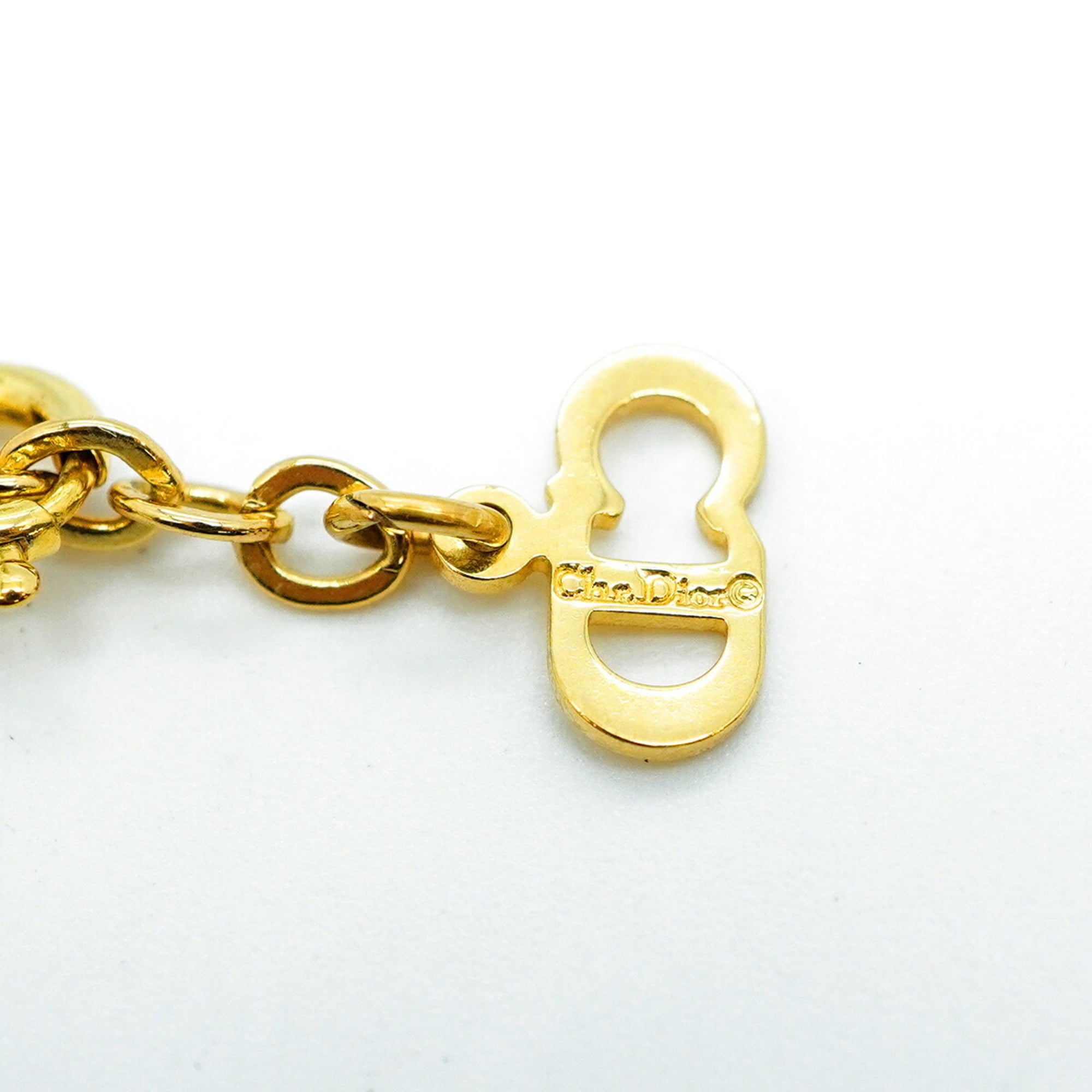 Christian Dior necklace with GP plating and rhinestones, gold, for women