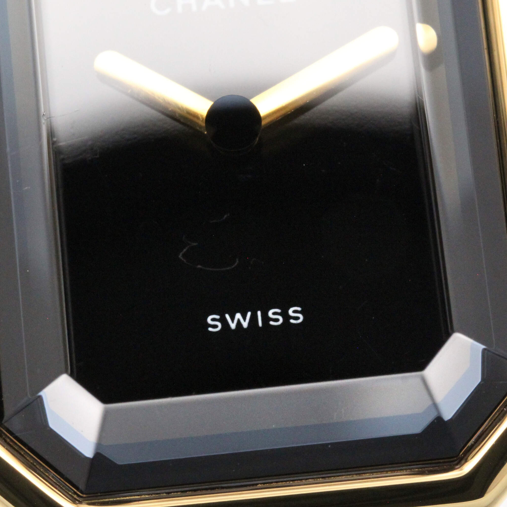 Chanel CHANEL Première M Wristwatch, Gold Plated (GP), Leather Strap, Women's, Black, H0001 — Very Good