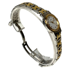 Hermes Clipper Two-Tone Watch, Total Weight 43.6g, Stainless Steel, Quartz Movement, White Dial, CL4.220 — Good