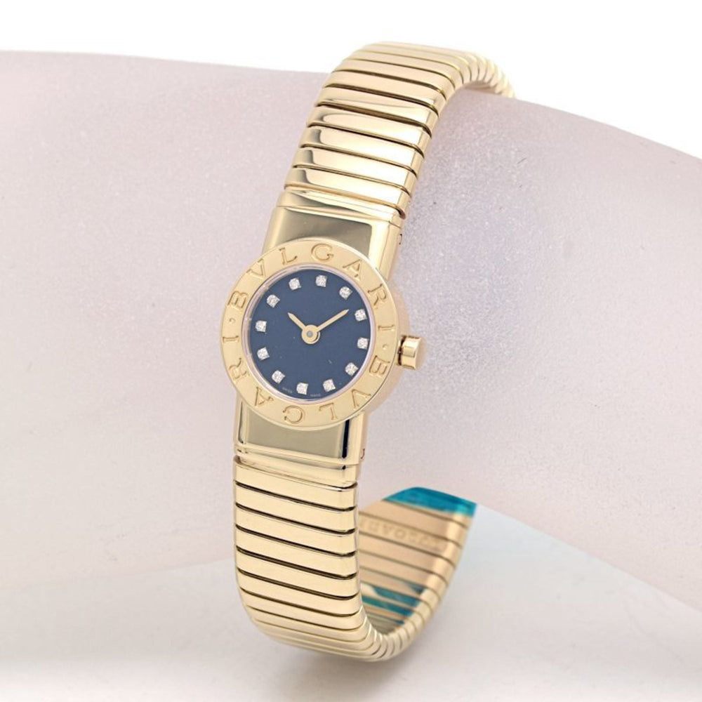 BVLGARI Tubogas 12P Diamond Watch BB192TY 12 BB192TG Women's 18KYG 40263 — Very Good