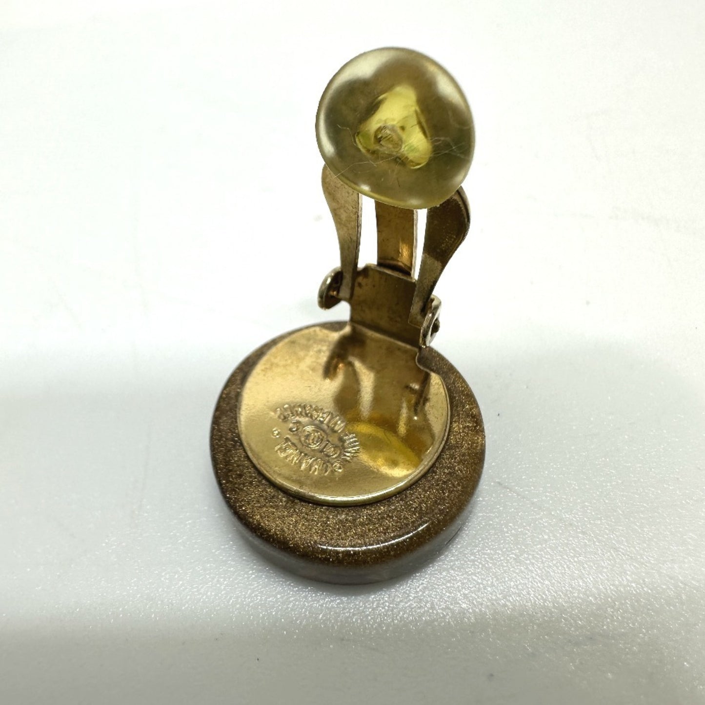 CHANEL Clover 01C Earrings, Plastic, Women's, Gold