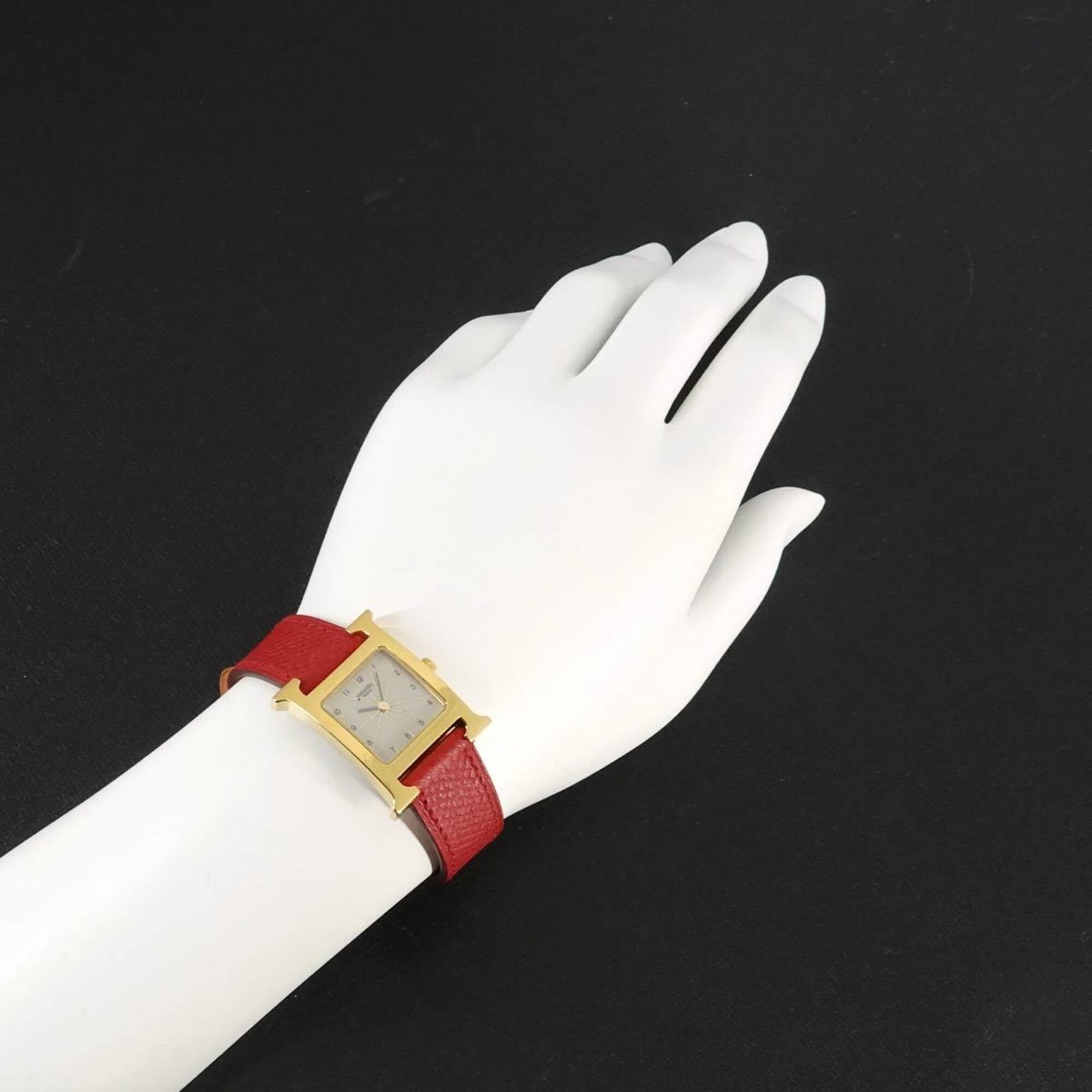 Hermes H-Watch HH1 201 Women's Watch, Gray and Red, Quartz Watch — Very Good