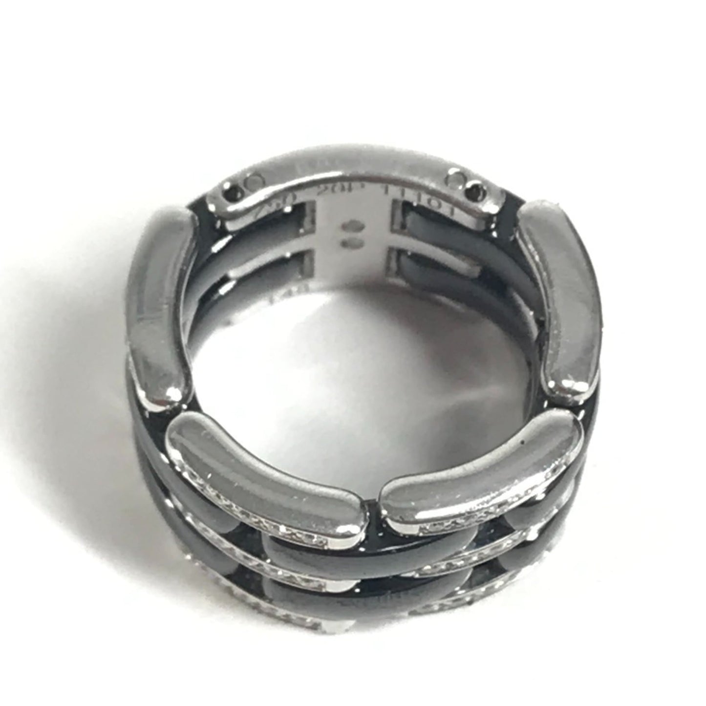 CHANEL Diamond Ultra Jewelry Accessory Ring, WG750 Ceramic, Silver, Women's