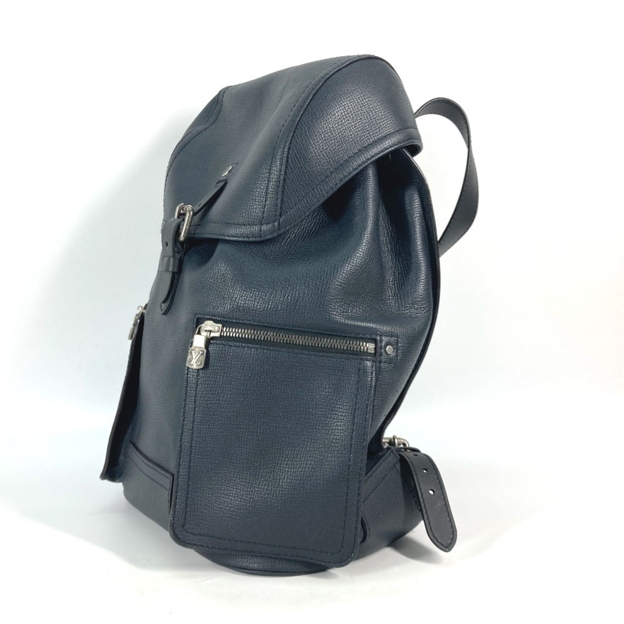 LOUIS VUITTON M54960 Utah Canyon Backpack, Men's, Leather, Blue Marine, Navy — Like New