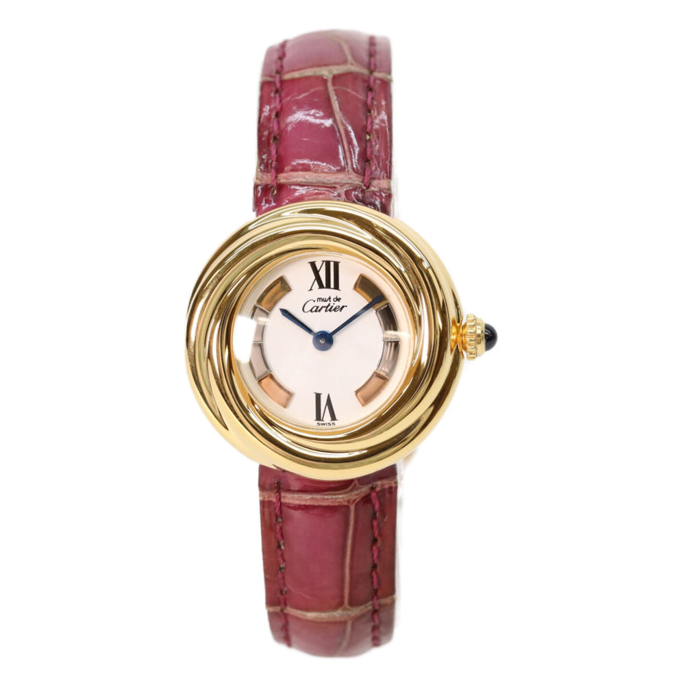 Cartier 925 W1010644 Must Trinity Vermeil SM Side Quartz Watch Gold White Dial Ladies — Very Good