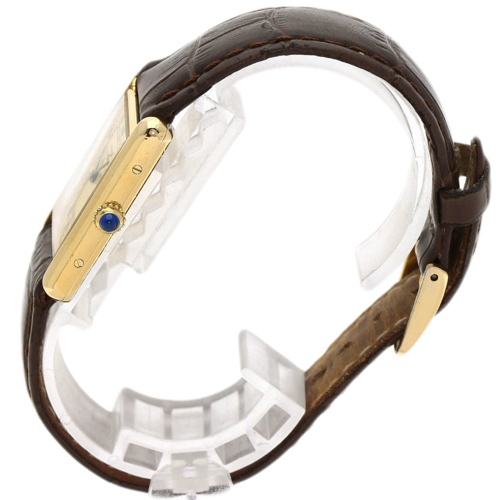 Cartier Must Tank Vermeil Watch, Silver Leather, Women's