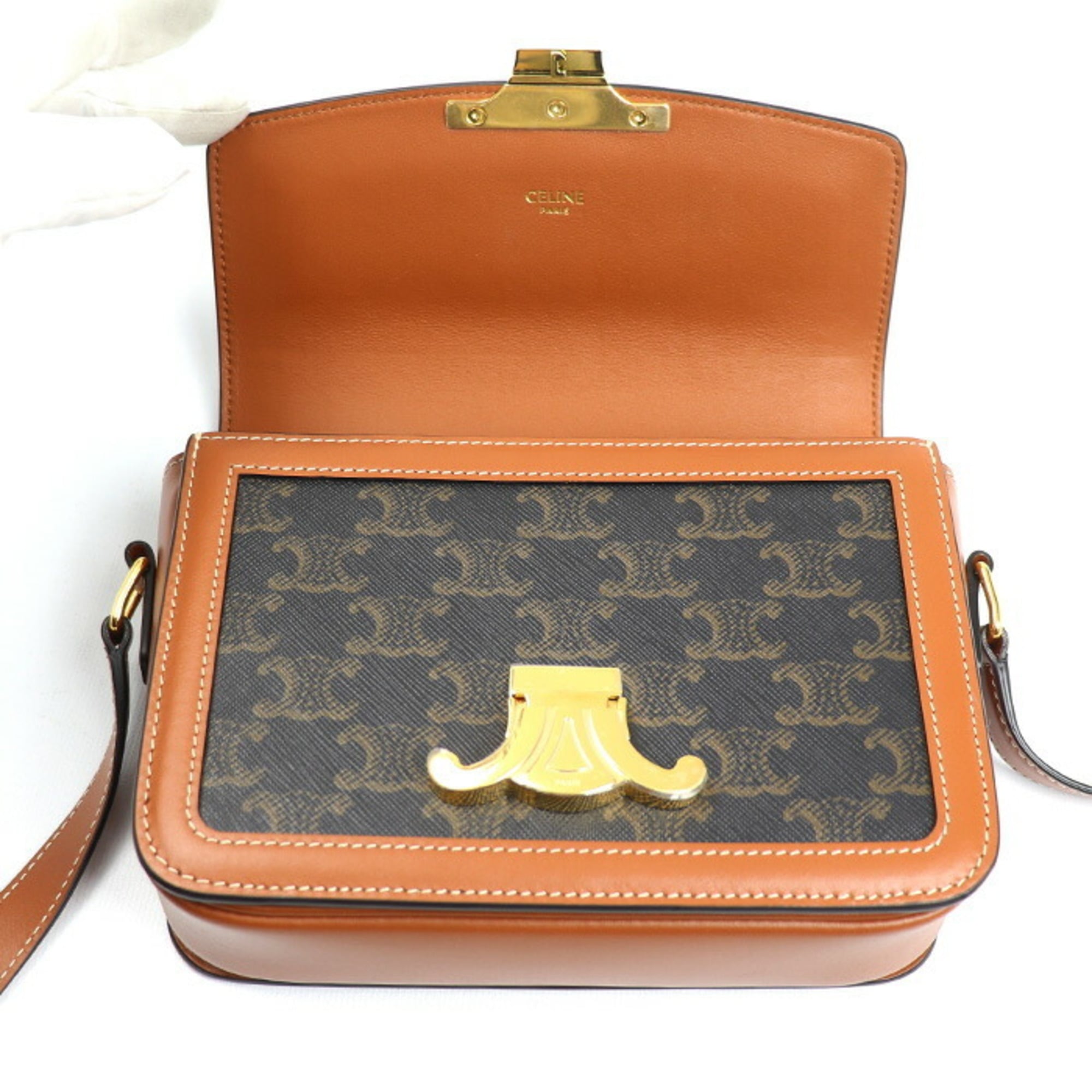 CELINE Triomphe Teen Shoulder Bag, Brown, 188882BZ4.04LU, Women's