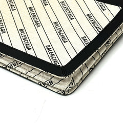 BALENCIAGA 528147 All-over print pochette bag, crossbody, shoulder leather, canvas, women's, white x black, like new — Like New