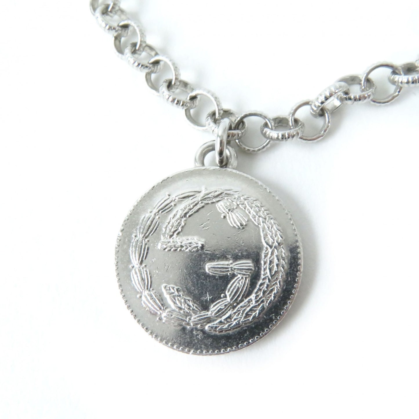 GUCCI BEE Coin Interlocking G Bracelet, 433499, Silver, AG925, Size 18, Made in Italy, Weight 13.2g, Women's