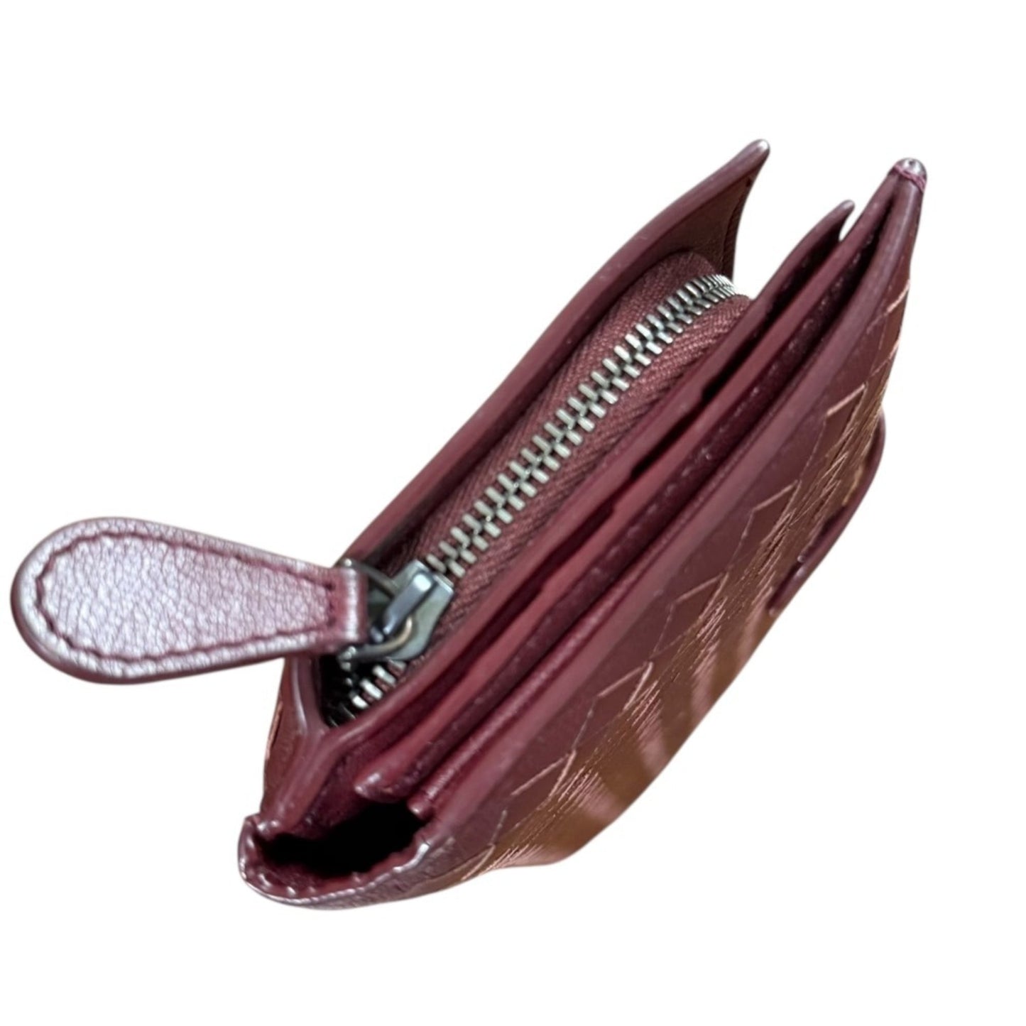 BOTTEGA VENETA Intrecciato Bifold Long Wallet for Men and Women, Bordeaux