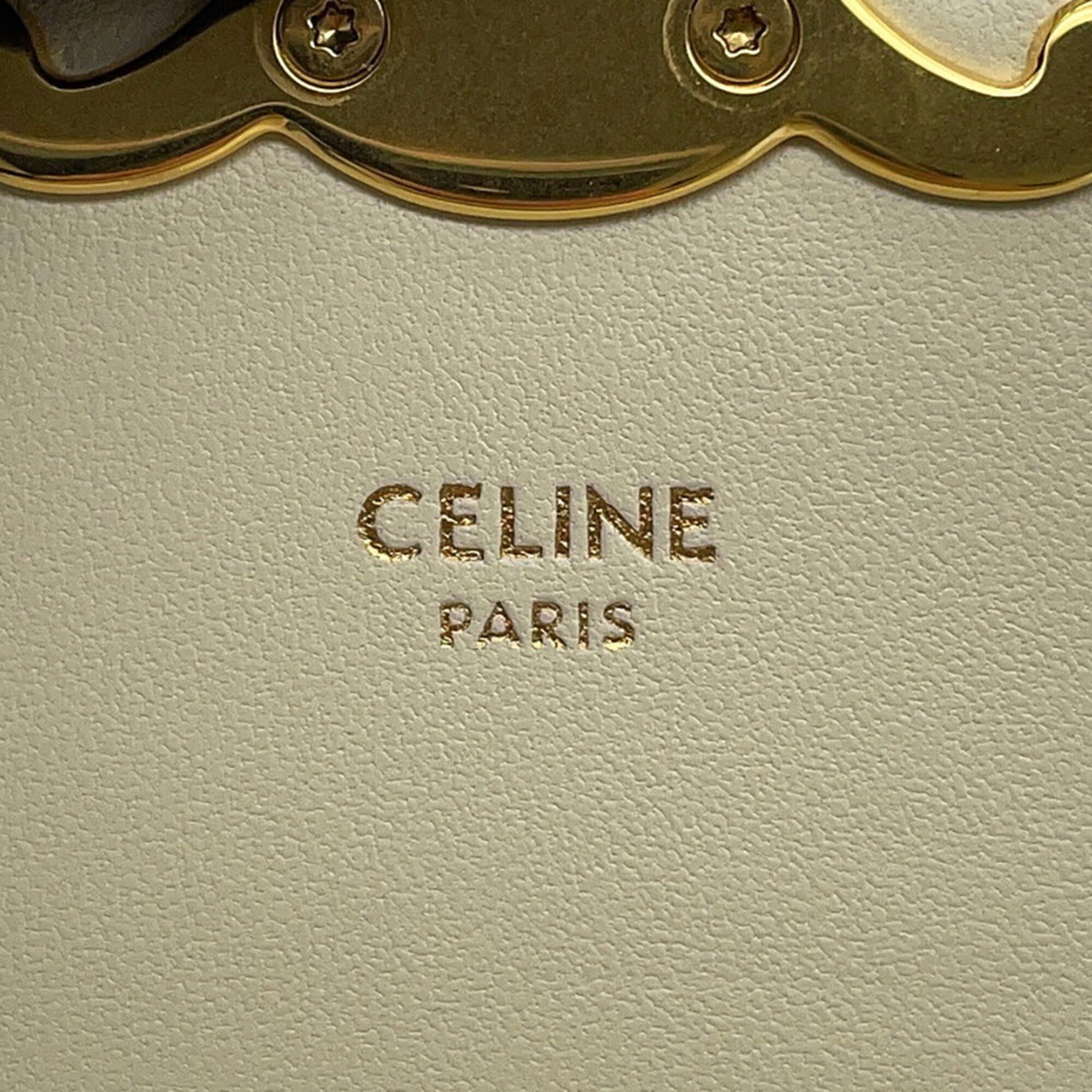Celine Mini Buzas Patent Leather Handbag 10L063ETZ CELINE 2-way Shoulder Bag White Fendi Women's FENDI — Like New
