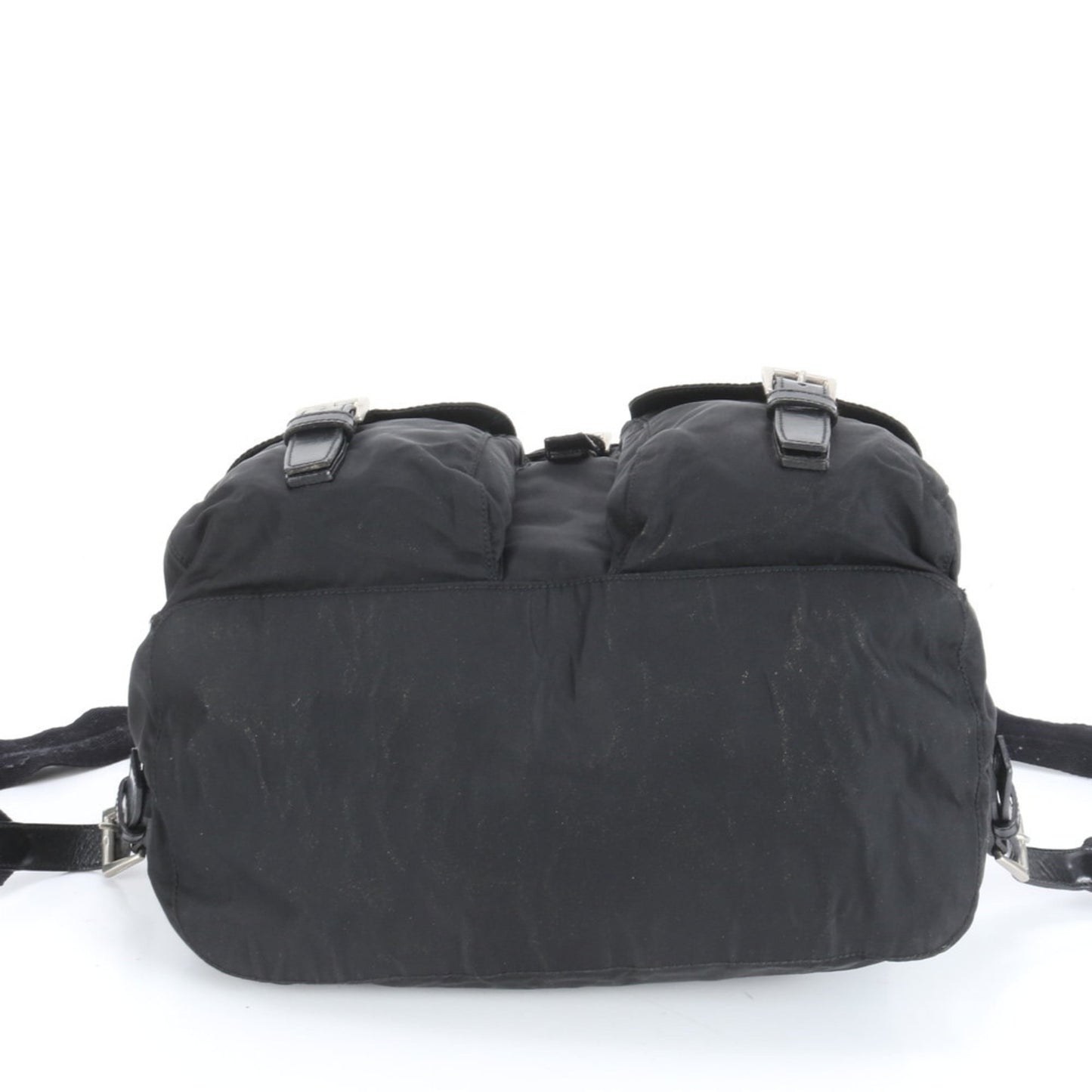 Prada Tessuto nylon triangle logo leather backpack for women