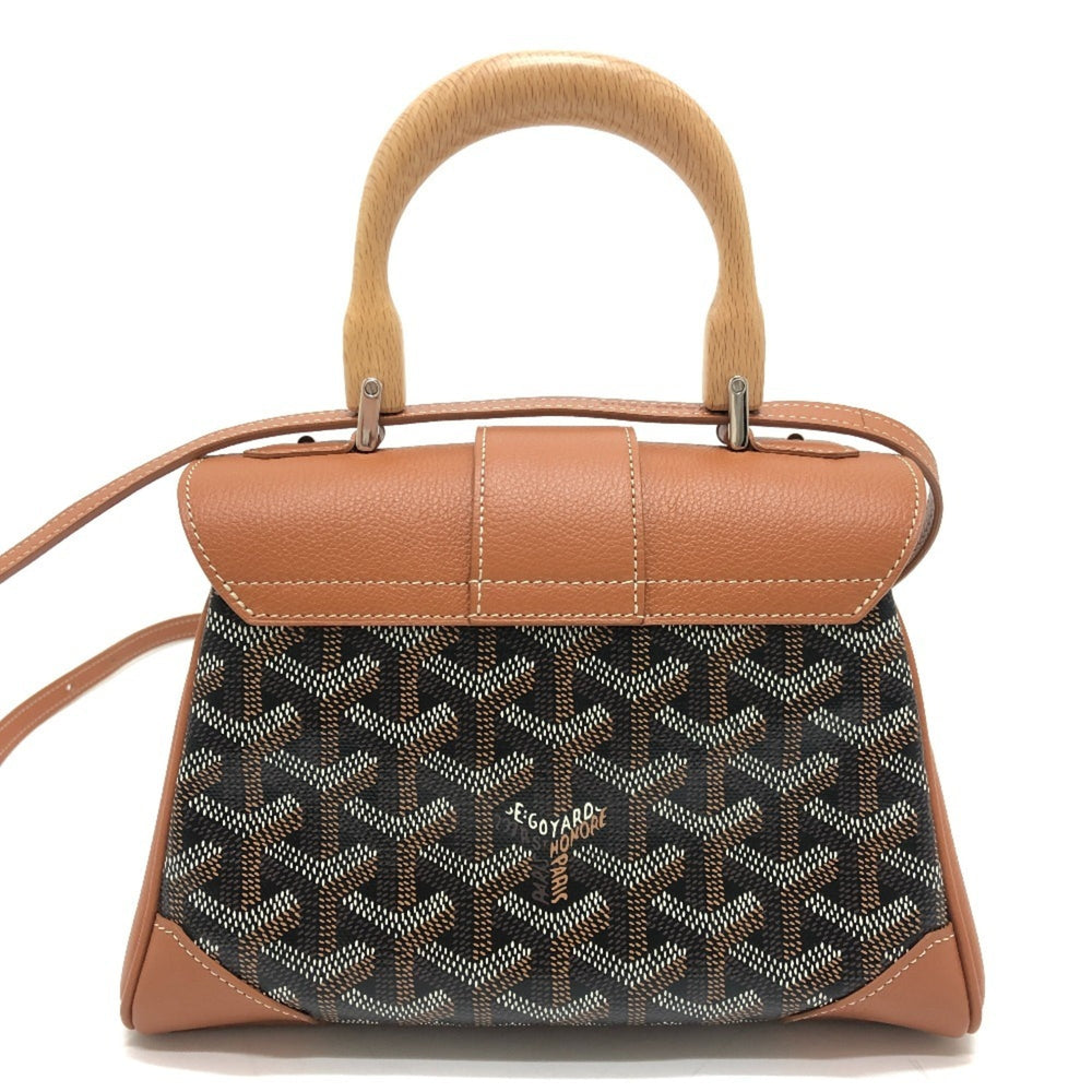 GOYARD Saigon Mini Soft Bag, 2-Way Crossbody Shoulder Handbag, Coated Canvas, Leather, Women's, Black & Tan, Like New — Like New