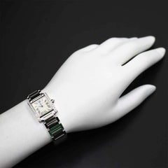 Cartier Tank Francaise SM WE1002S3 Ladies' Watch, Diamond Bezel, Ivory, 18K White Gold, Quartz — Like New