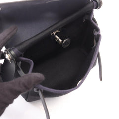 Hermes Herbag Zip Mini Shoulder Bag Handbag Canvas Leather Toile Military Vache Hunter Women's Black/Navy — New - Store Return
