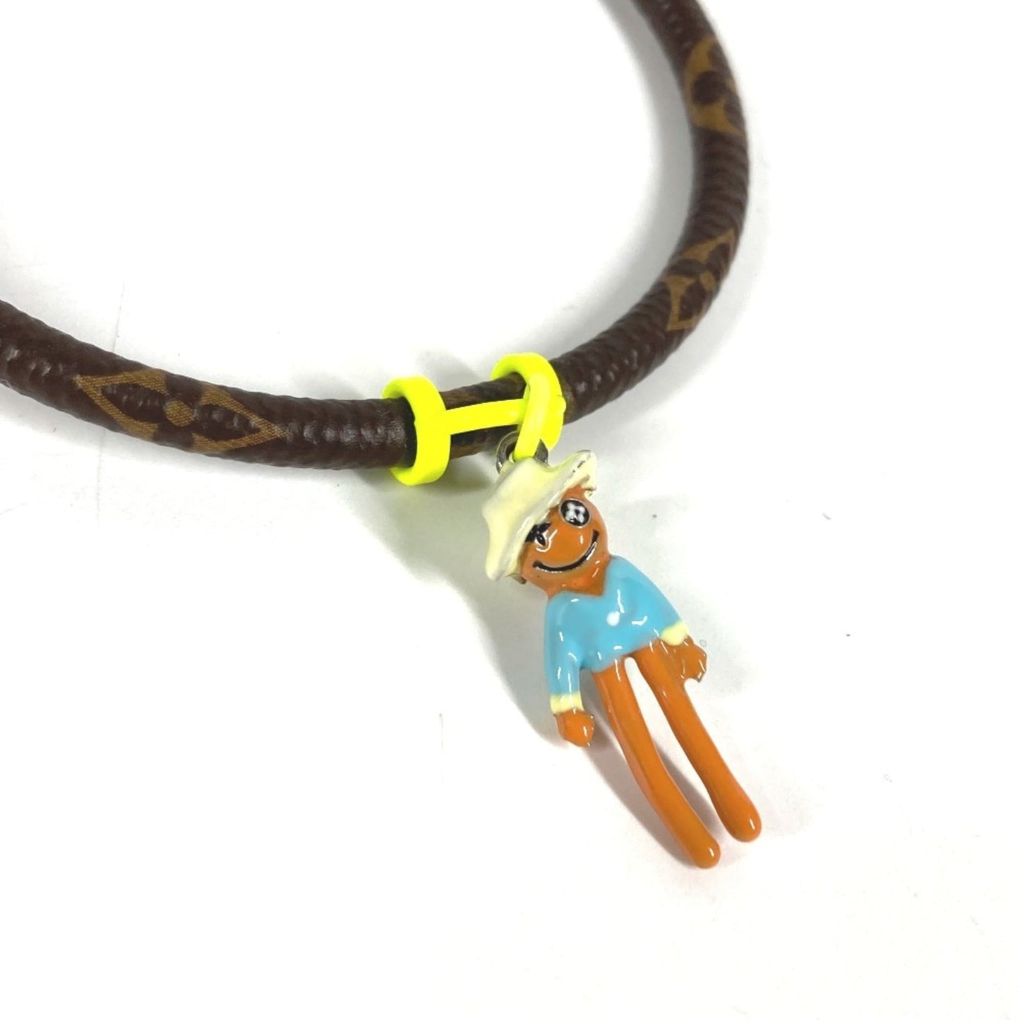 LOUIS VUITTON MP286E Monogram Canvas Hang It Mascot Bangle Bracelet for Men, Brown