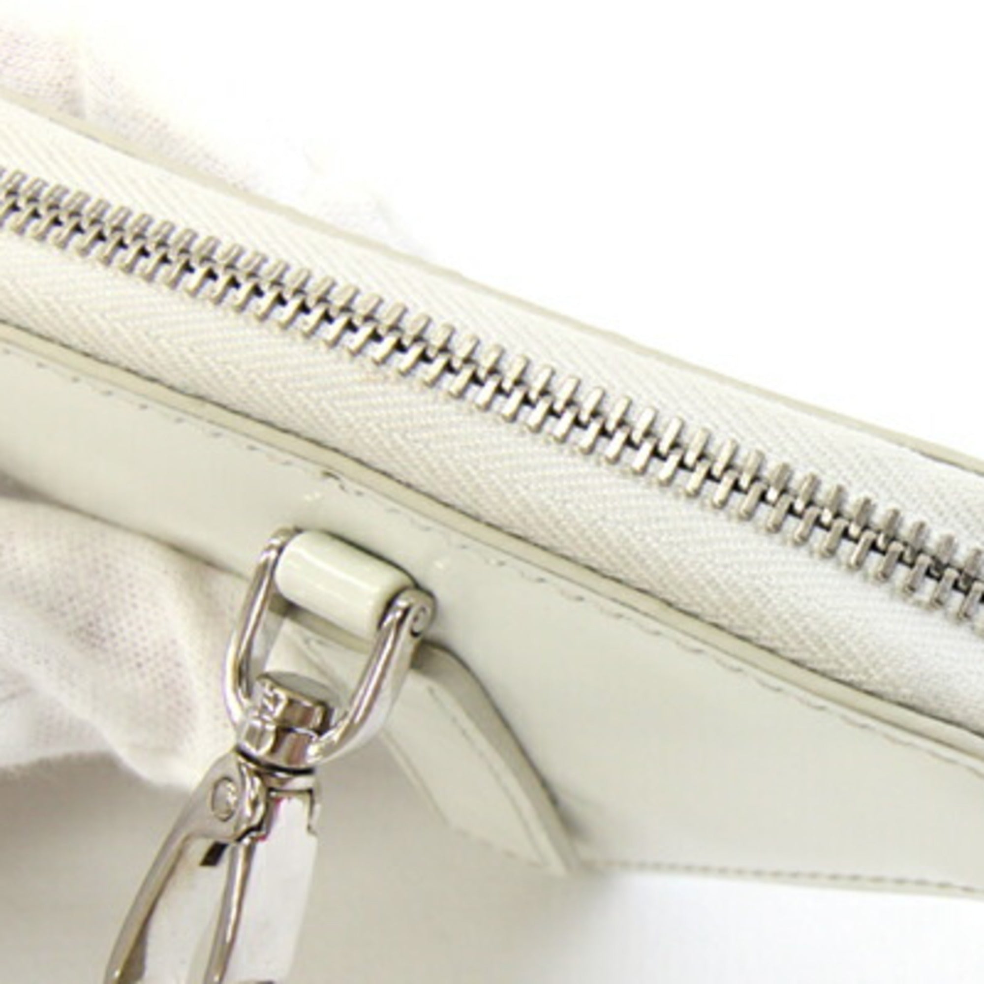 Prada Pouch 1TL433 White Leather Bag Charm Triangle Coin Case Women's PRADA