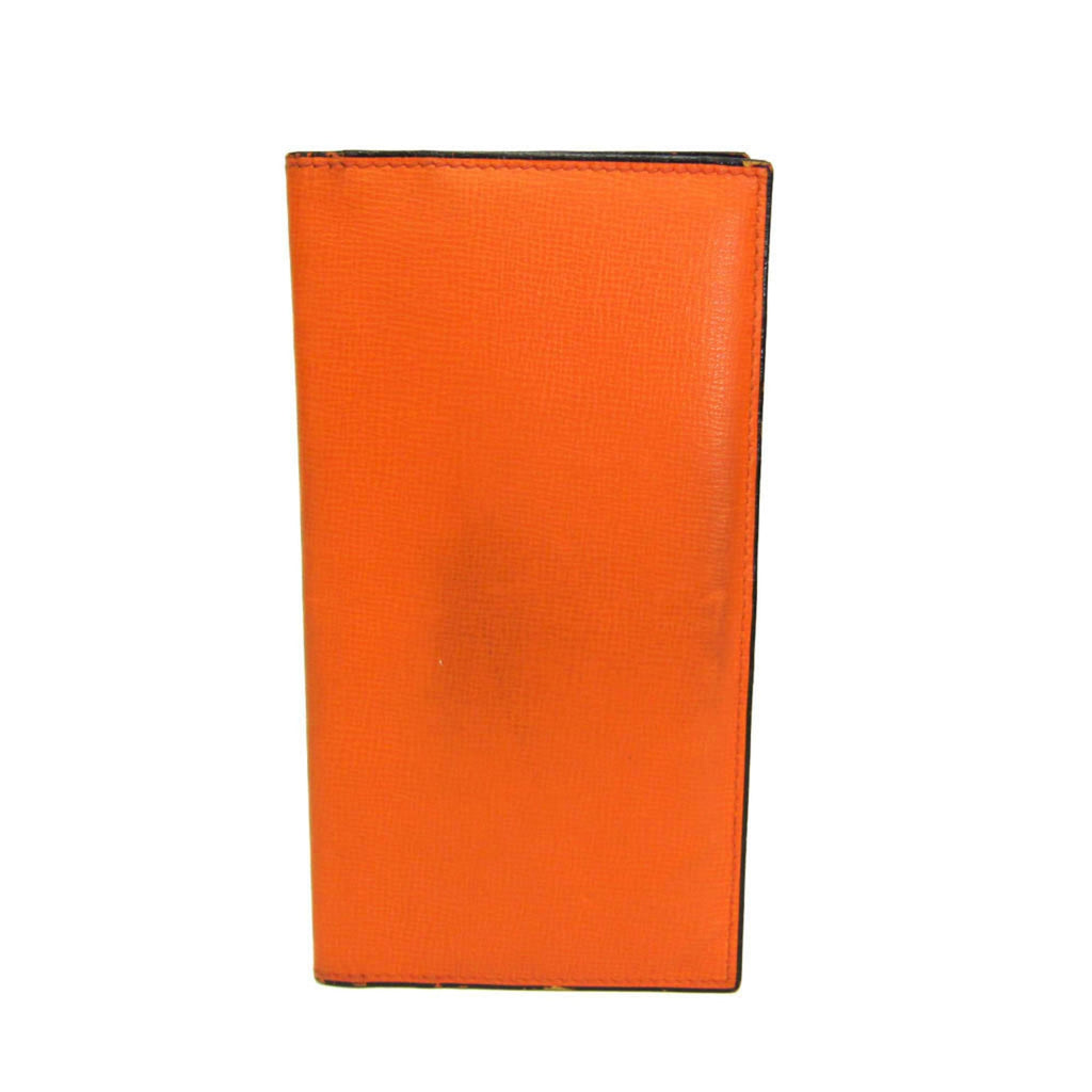 Valextra Vertical 12 Card V8L21 Men,Women Leather Long Bill Wallet (bi-fold) Orange