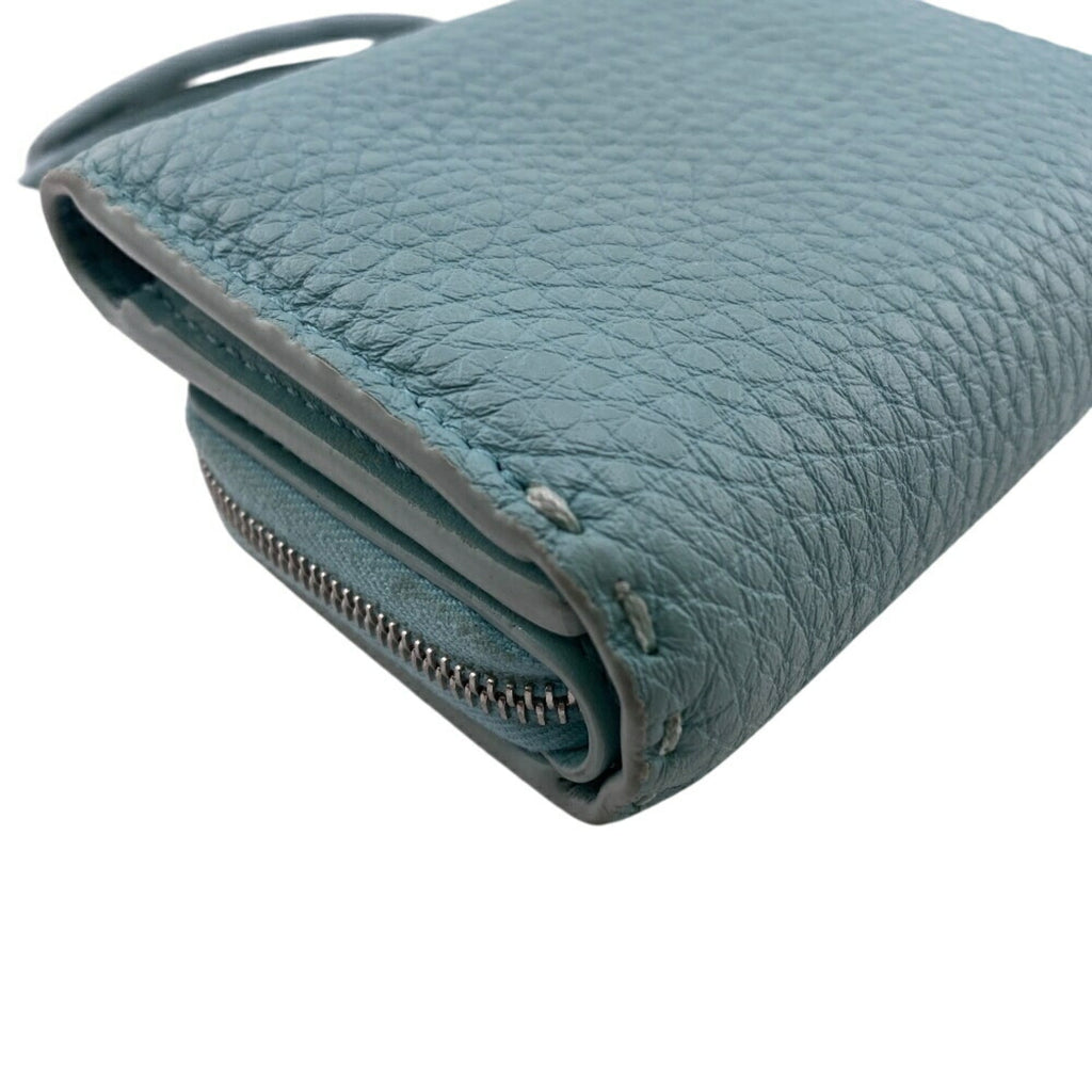 FENDI 8M0499 Selleria Peekaboo Micro L-Shaped Tri-Fold Wallet, Blue, Women's