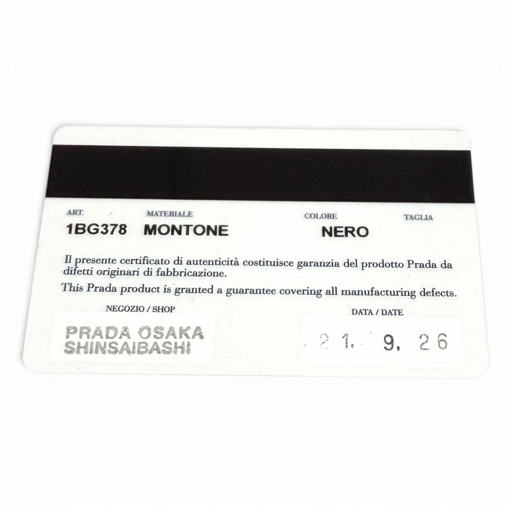 PRADA 1BG378 Triangle Logo 2-Way Shearling Fur Shoulder Bag with Pouch, Black, Made in Italy, Women's, Dust — Like New