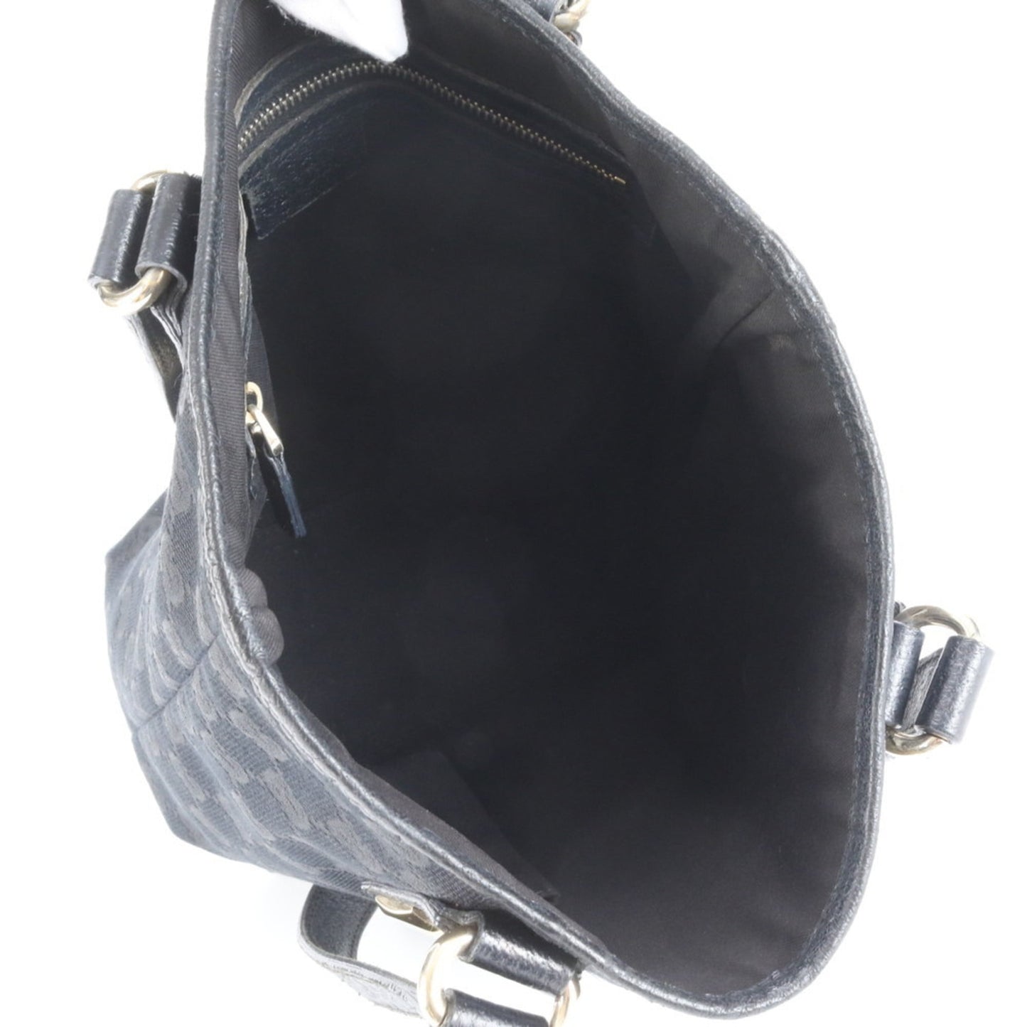 Gucci GG Canvas 153361 Leather Tote Bag Shoulder Handbag Black Women's