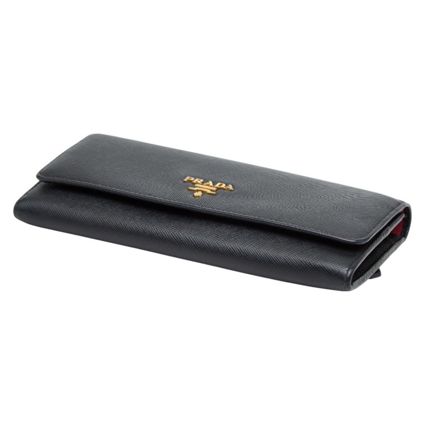 Prada Logo Long Wallet 1M1132 Black and Pink Saffiano Leather Women's PRADA