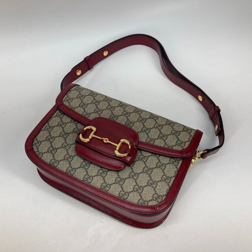 Gucci 602204 GG Supreme bag shawl Shoulder Bag Beige Red — Like New