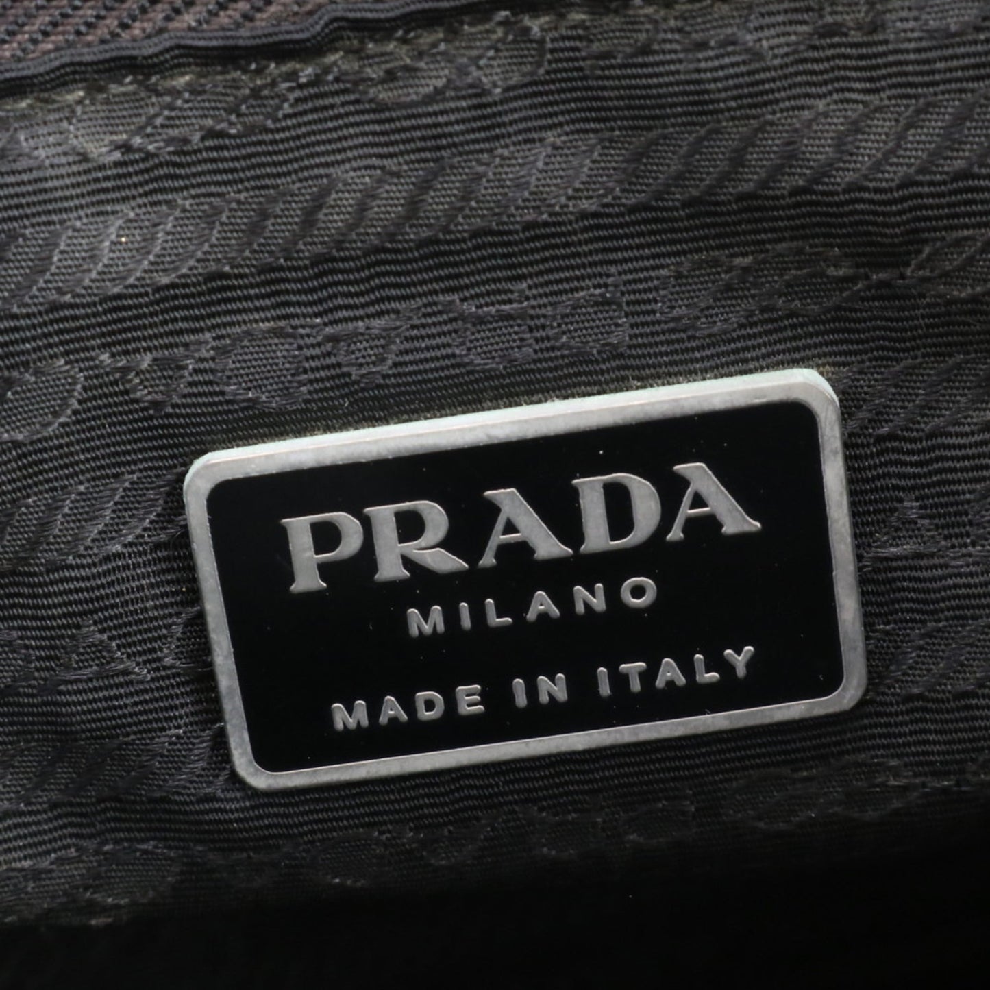 Prada Tessuto Nylon Triangle Logo Tote Bag Shoulder Handbag Black Women's