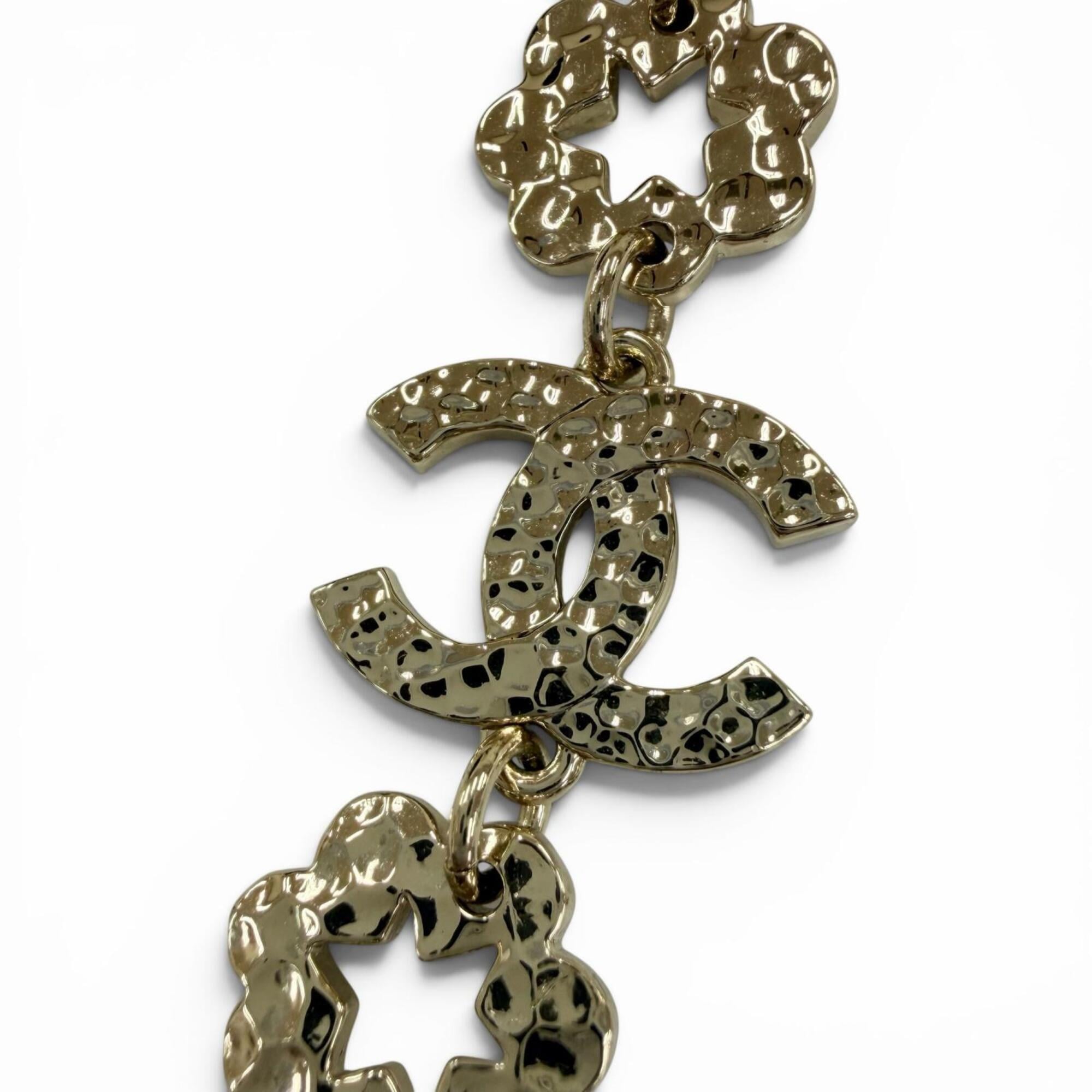 CHANEL I25C Coco Mark Flower Rhinestone Necklace Choker Accessory Gold Made in Italy Women's — Like New