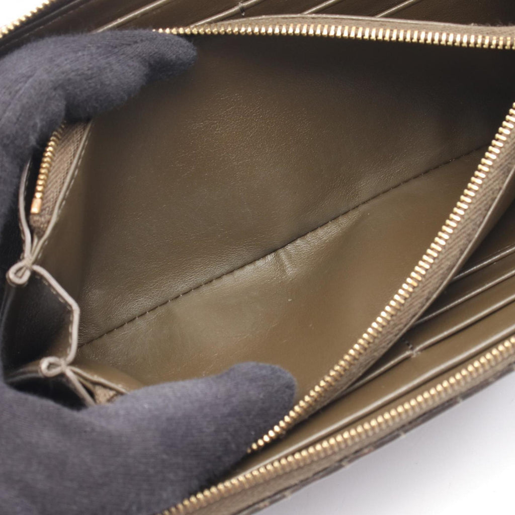 Celine C Charm Large Zipped Wallet, Round Leather Women's, Khaki, 10B553BFL