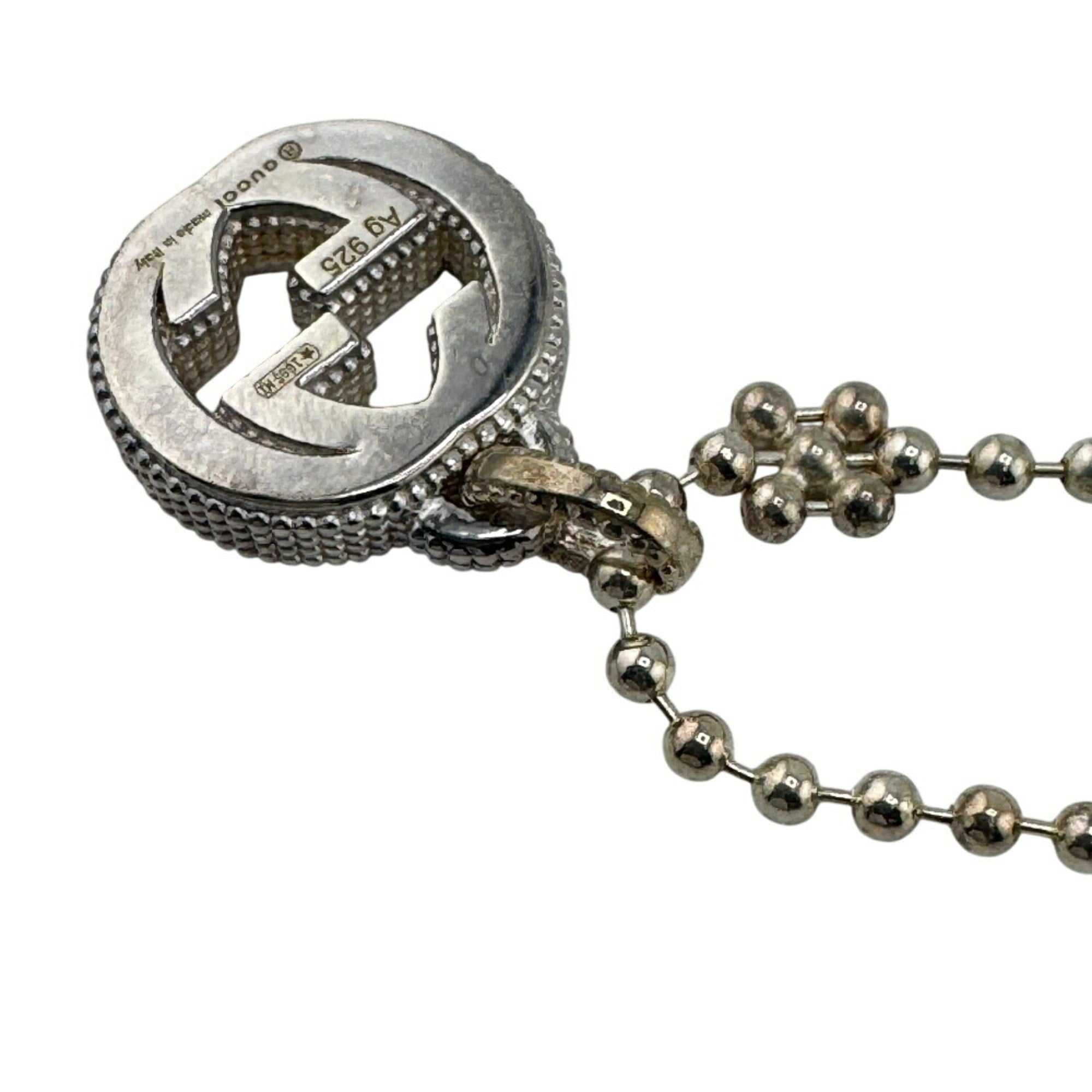 GUCCI Interlocking G Ball Chain Necklace in Silver