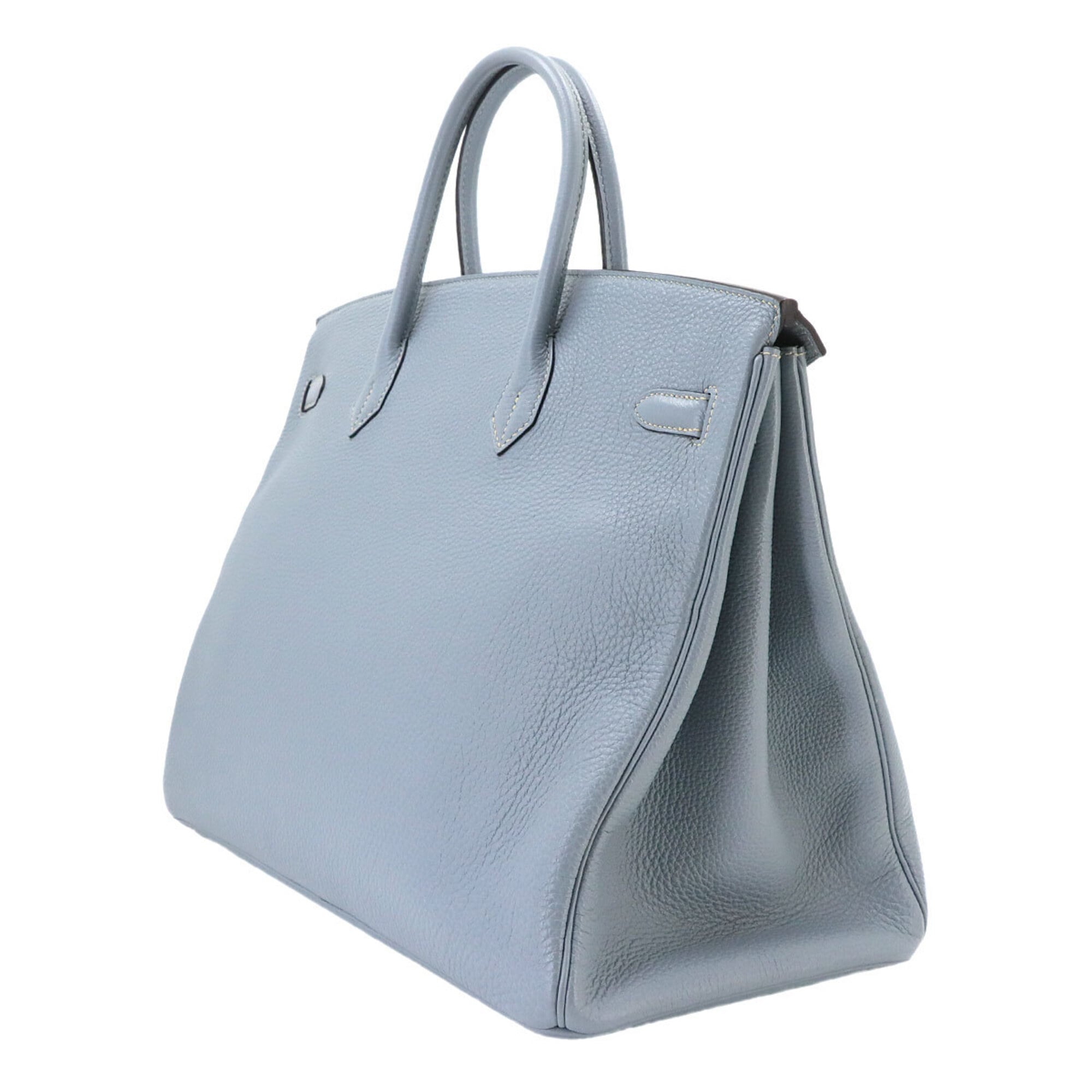 Hermes Birkin 40 Togo Blue Lin Handbag □Q Stamp Silver Hardware — Like New