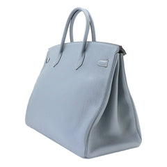 Hermes Birkin 40 Togo Blue Lin Handbag □Q Stamp Silver Hardware — Like New
