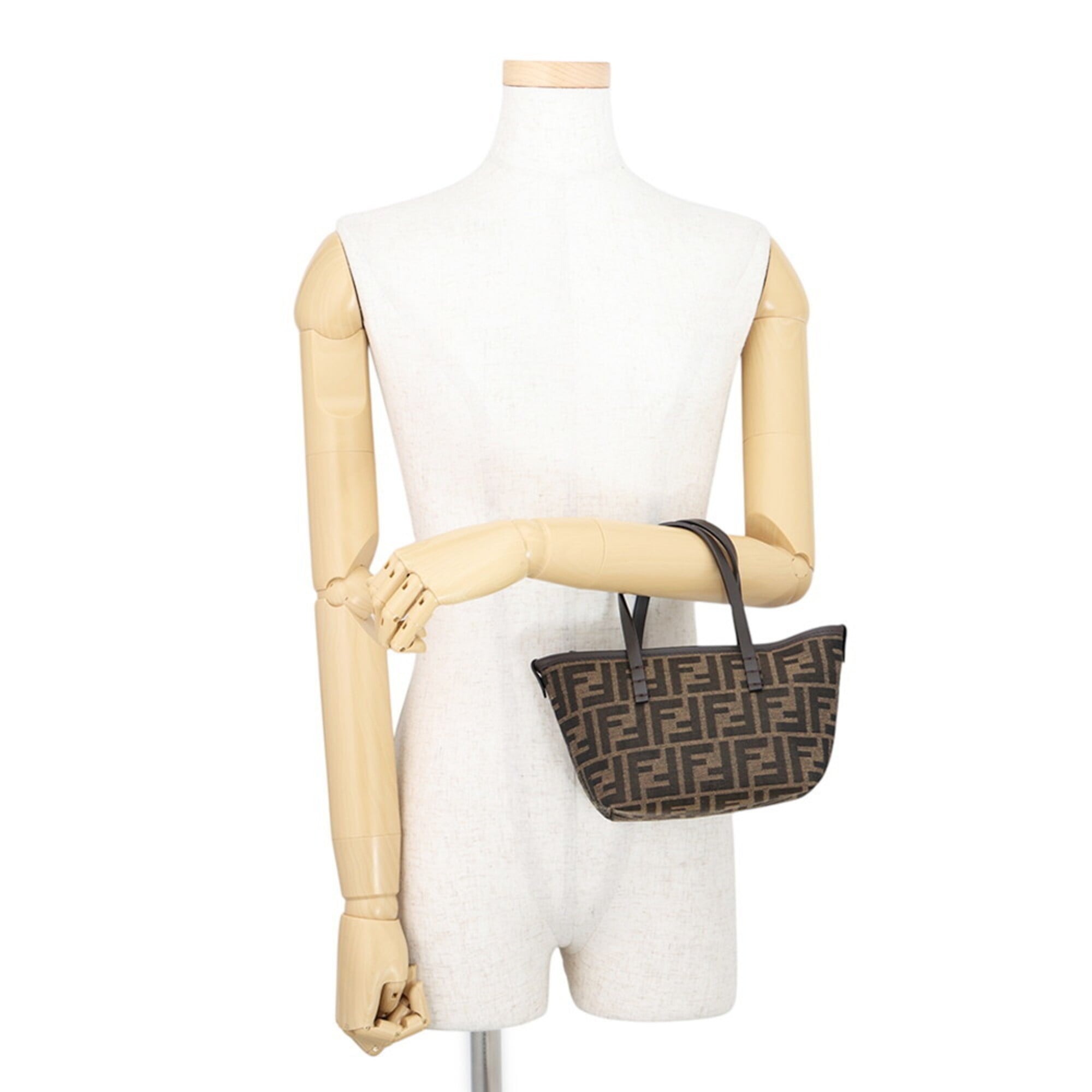 Fendi Roll FF Jacquard Mini Canvas Leather Handbag 8BS096 2-way Shoulder Bag FENDI — Like New