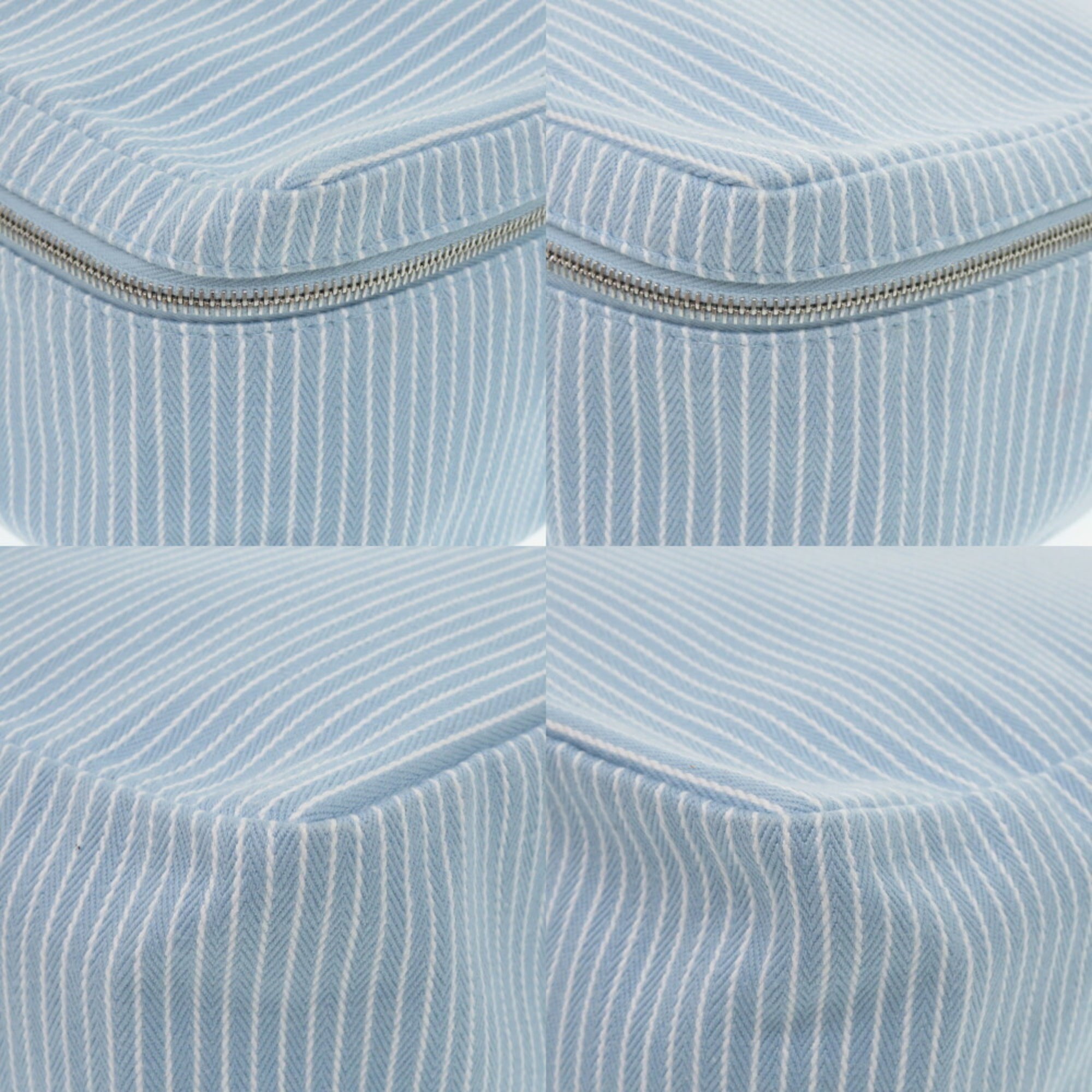Hermes Like new Hermès Cabriole To-Go MM cotton pouch in white and blue. 1009 — Like New