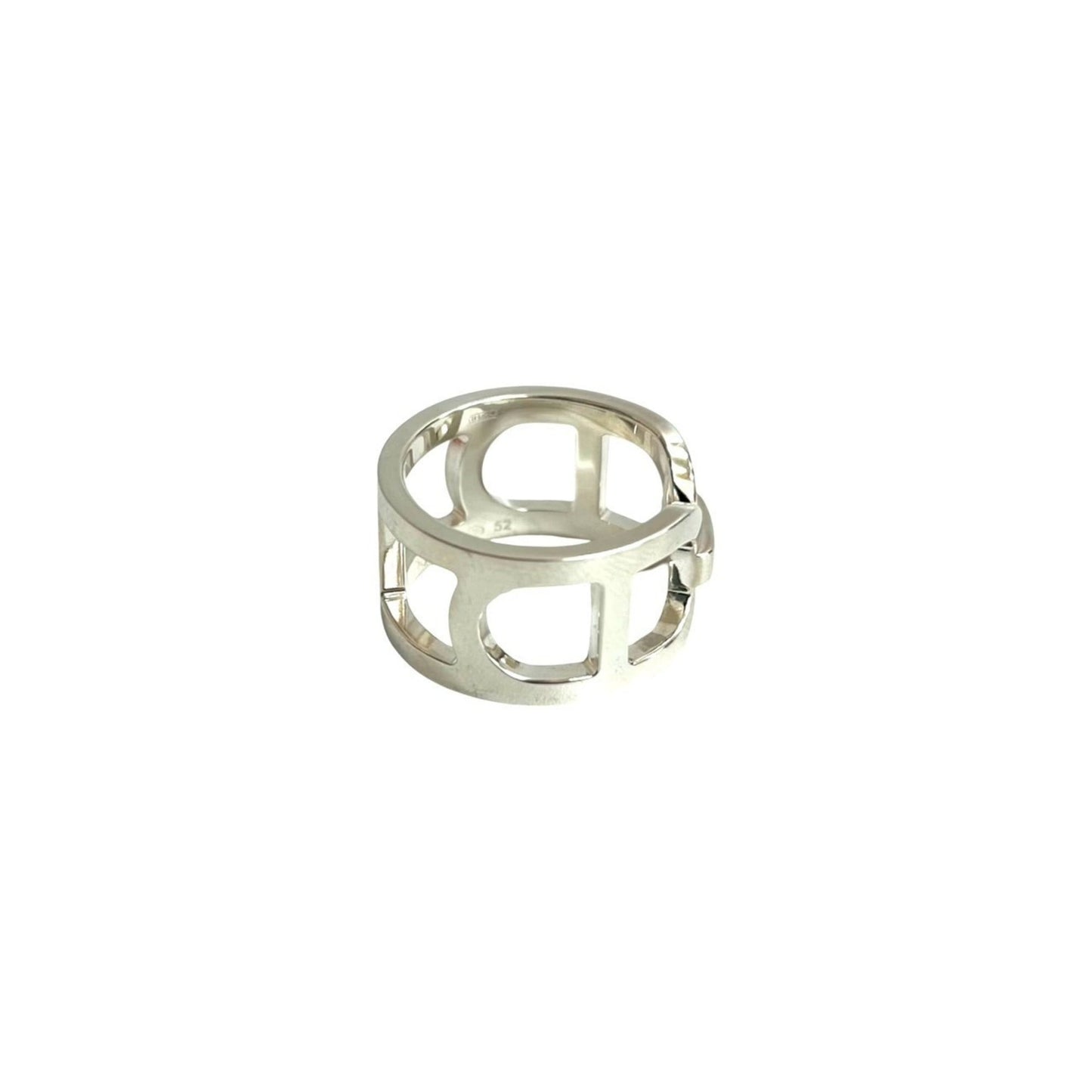 HERMES Ever Chaine d'Ancre MM Silver 925 Ring, Size 52 (12), Silver, 33065