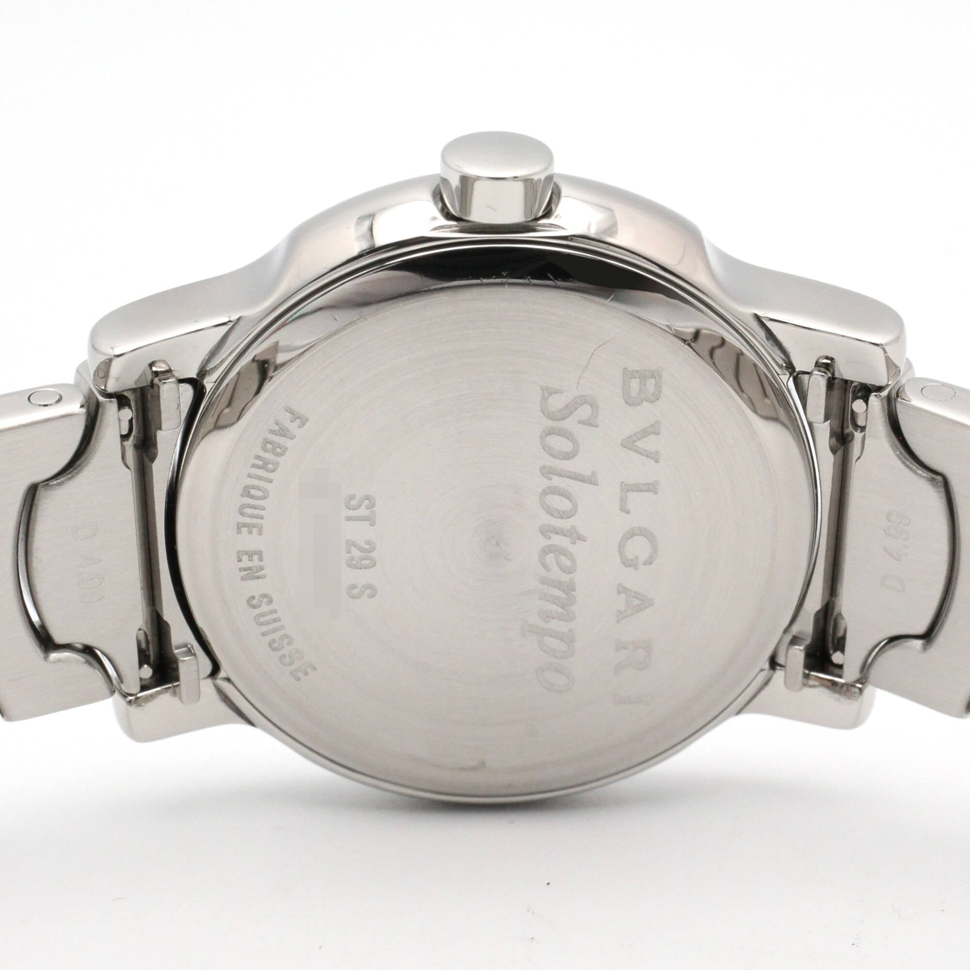 Bulgari BVLGARI Solo Tempo Watch, Stainless Steel, Women's, Black, ST29S — Very Good