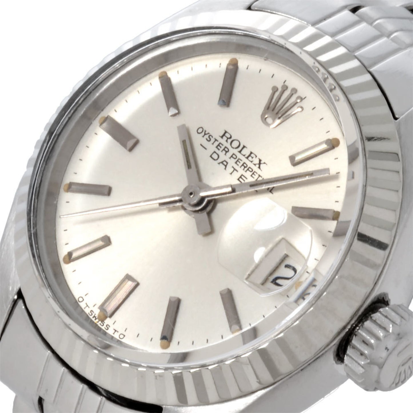 Rolex ROLEX 6917 Datejust 7-digit 40 series (circa 1974) Automatic wristwatch Silver dial Fluted bezel Ladies