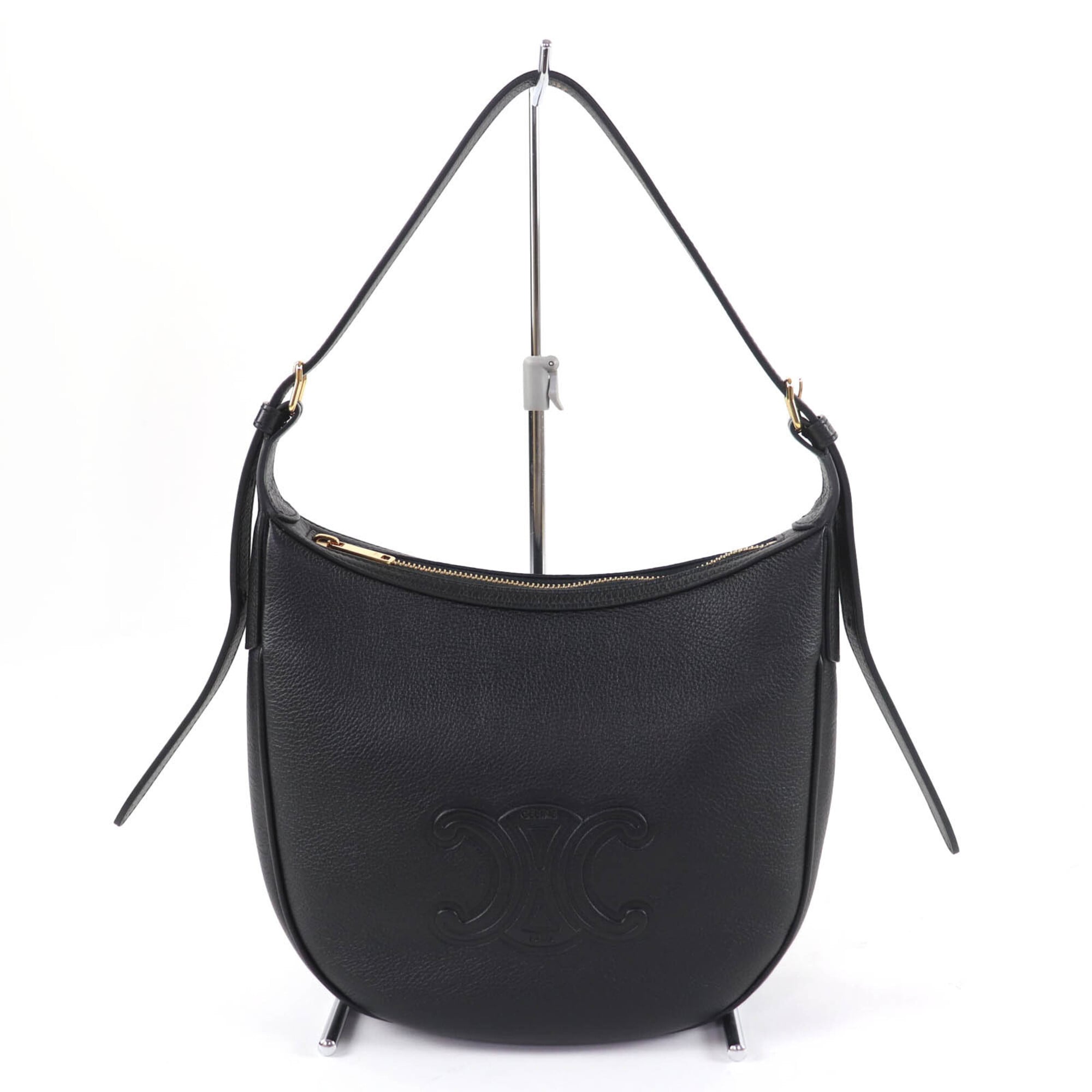 CELINE 11725 Cuir Triomphe Eloise Small Leather 2-Way Handbag/Shoulder Bag, Black, with Dust Made in Italy, Women's — Like New
