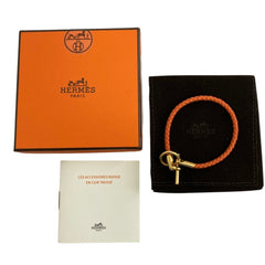 HERMES Hermes Glenan Leather Bracelet Orange Women's — Like New