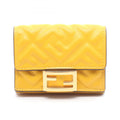 Fendi Baguette Micro Tri-fold Wallet, Leather, Women's, Yellow