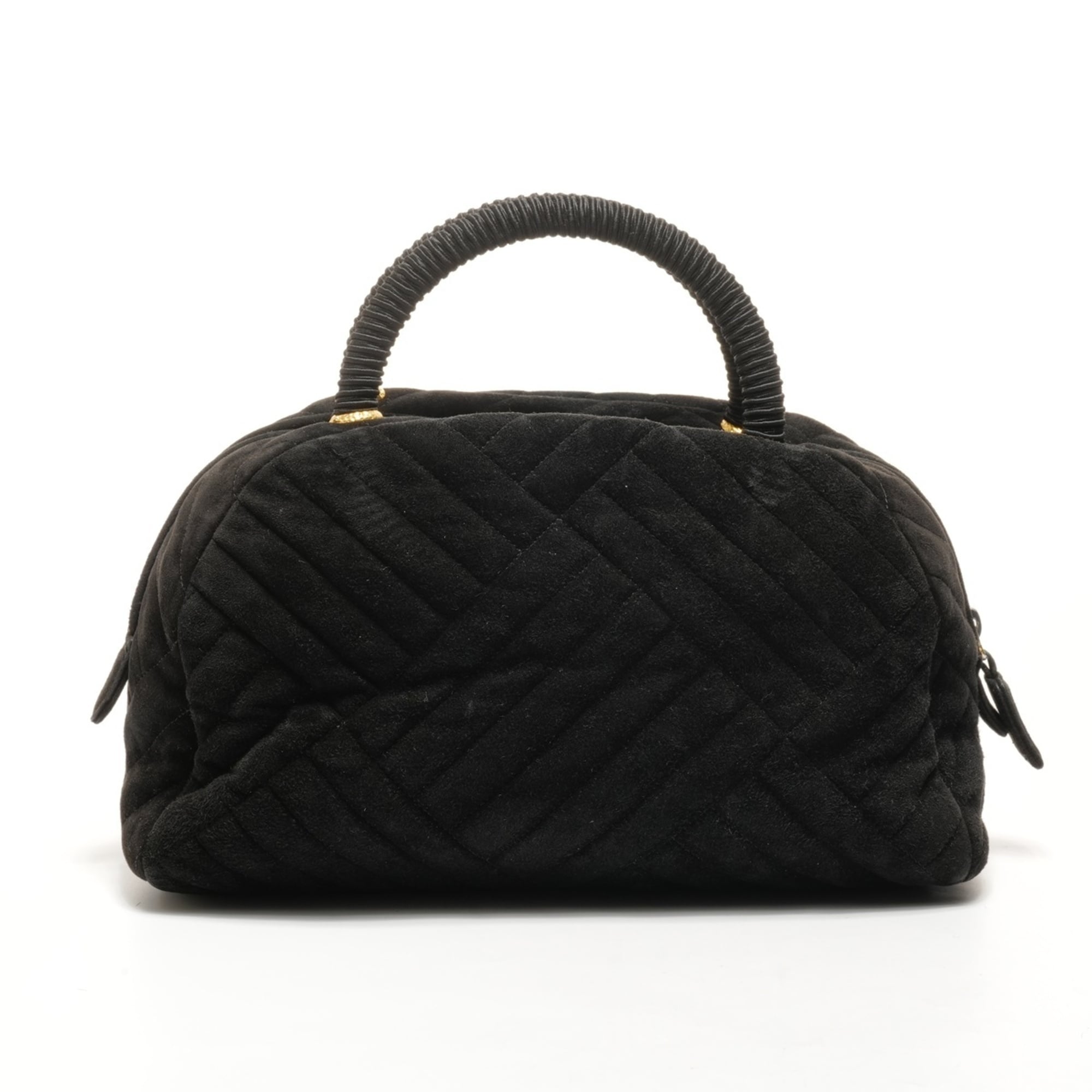 Prada suede Boston bag handbag in black